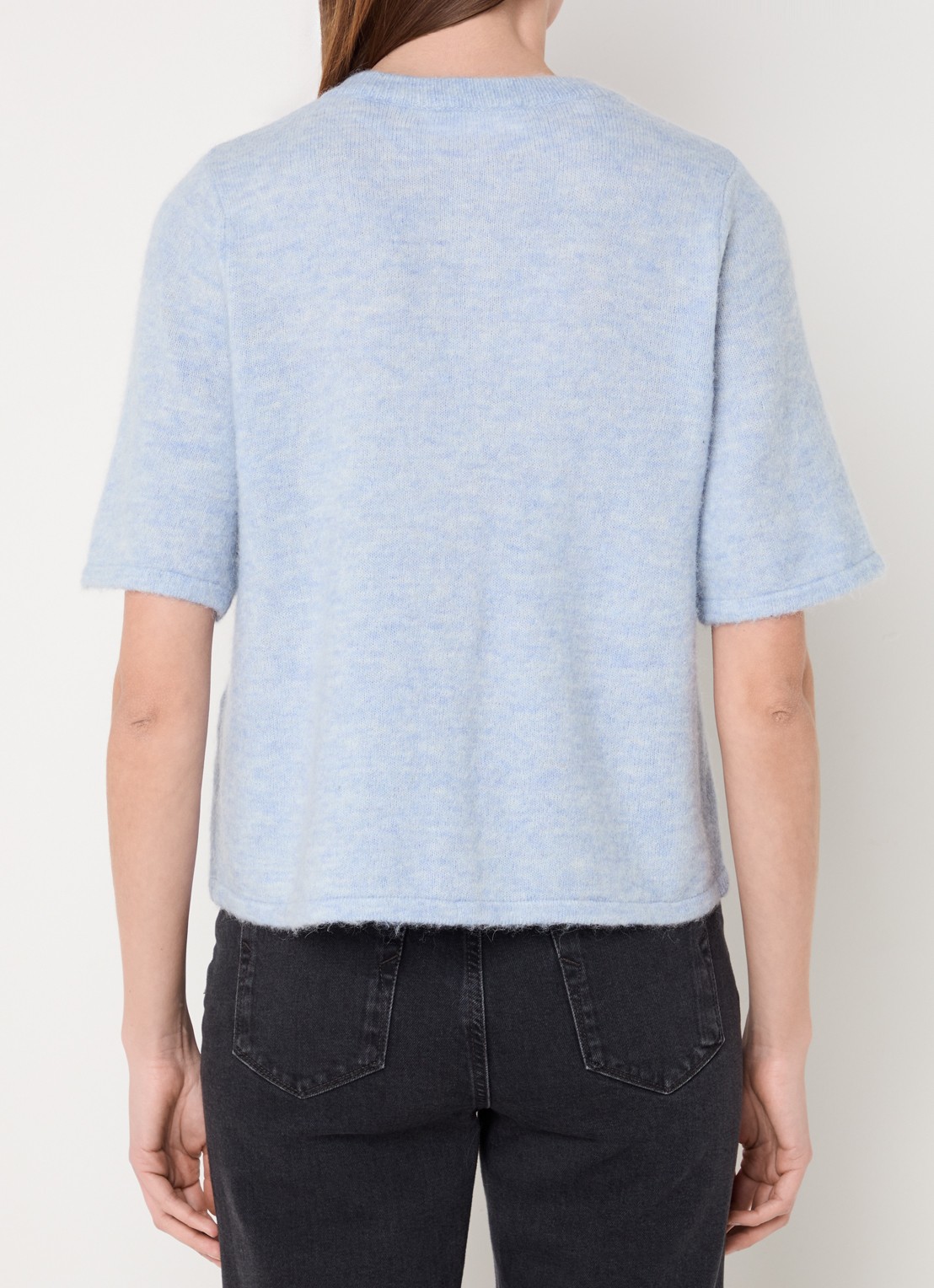 Selected Lulu grofgebreid vest in alpaca wolblend - achterkant 4 blauw
