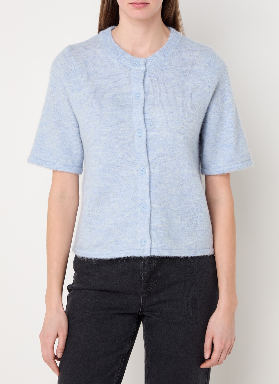 Selected Lulu grofgebreid vest in alpaca wolblend - detail 3 blauw