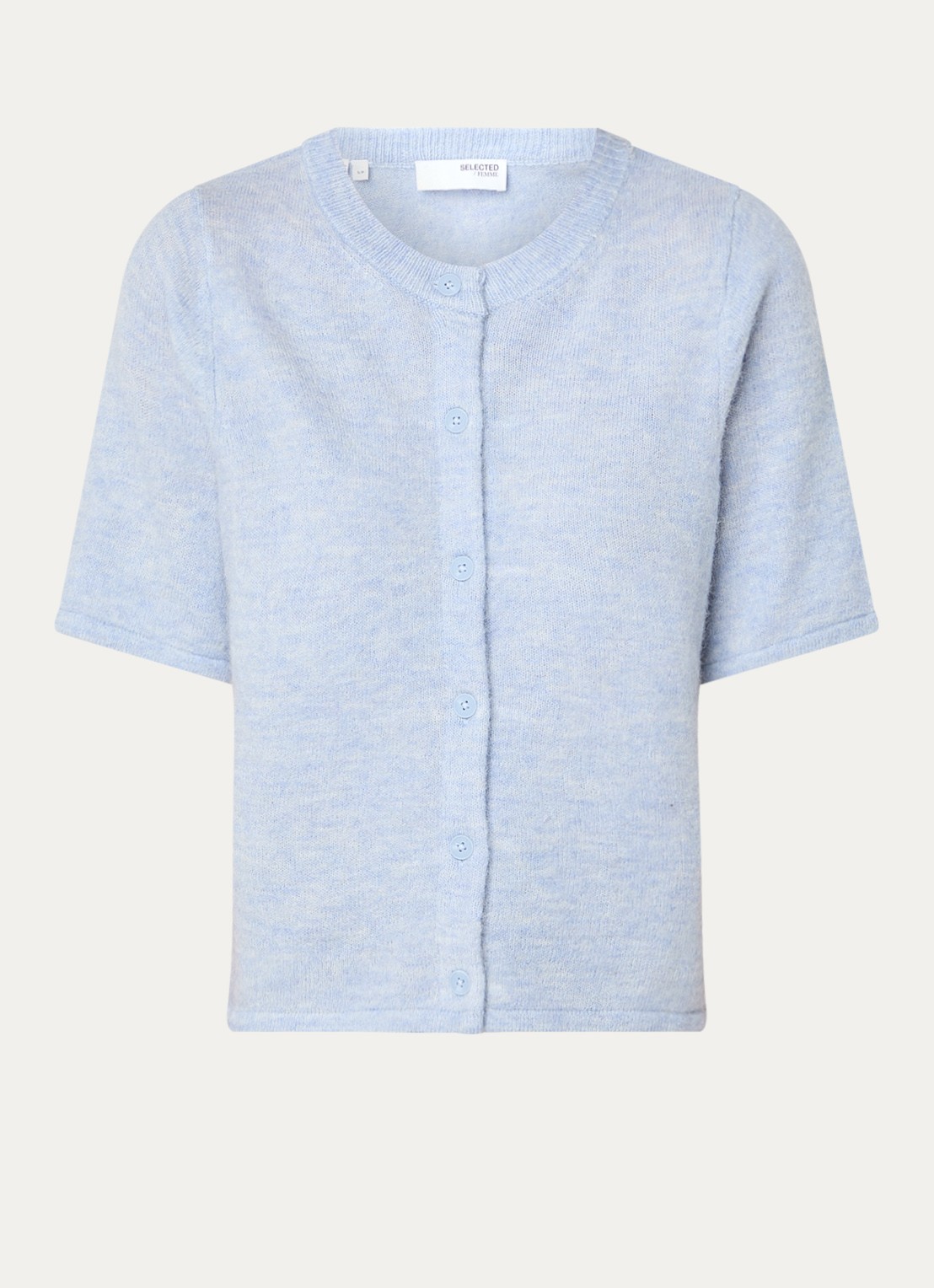 Selected Lulu grofgebreid vest in alpaca wolblend - voorkant blauw
