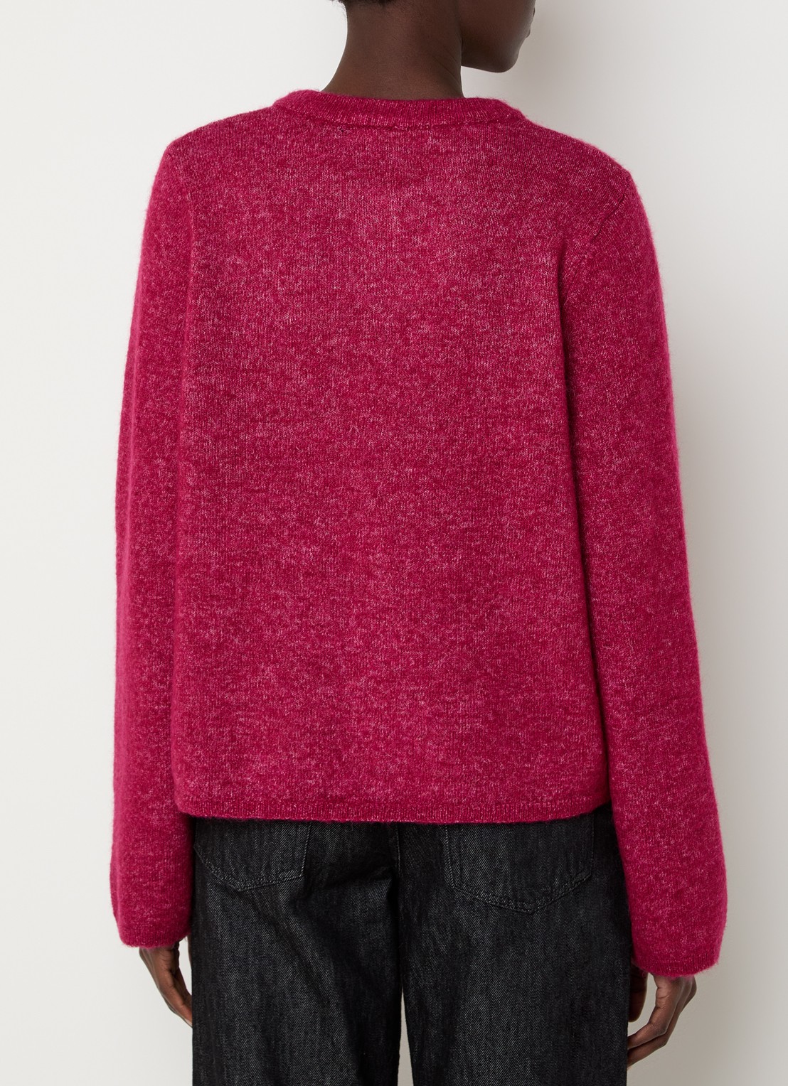 Selected Lulu grofgebreid vest in alpaca wolblend - achterkant cranberryrood