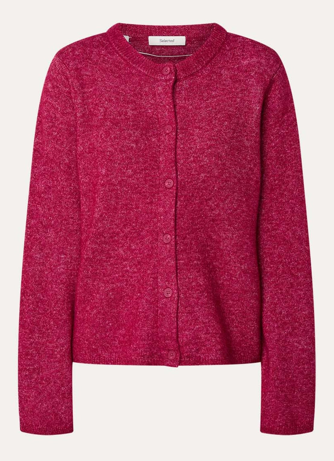 Selected Lulu grofgebreid vest in alpaca wolblend - voorkant 3 cranberryrood