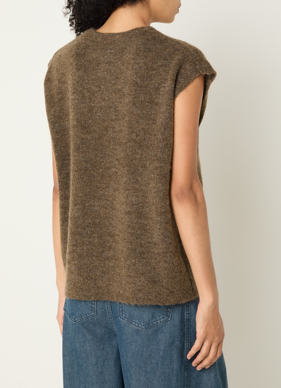 Selected Lulu grofgebreide spencer in alpaca wolblend - achterkant 2 bruin