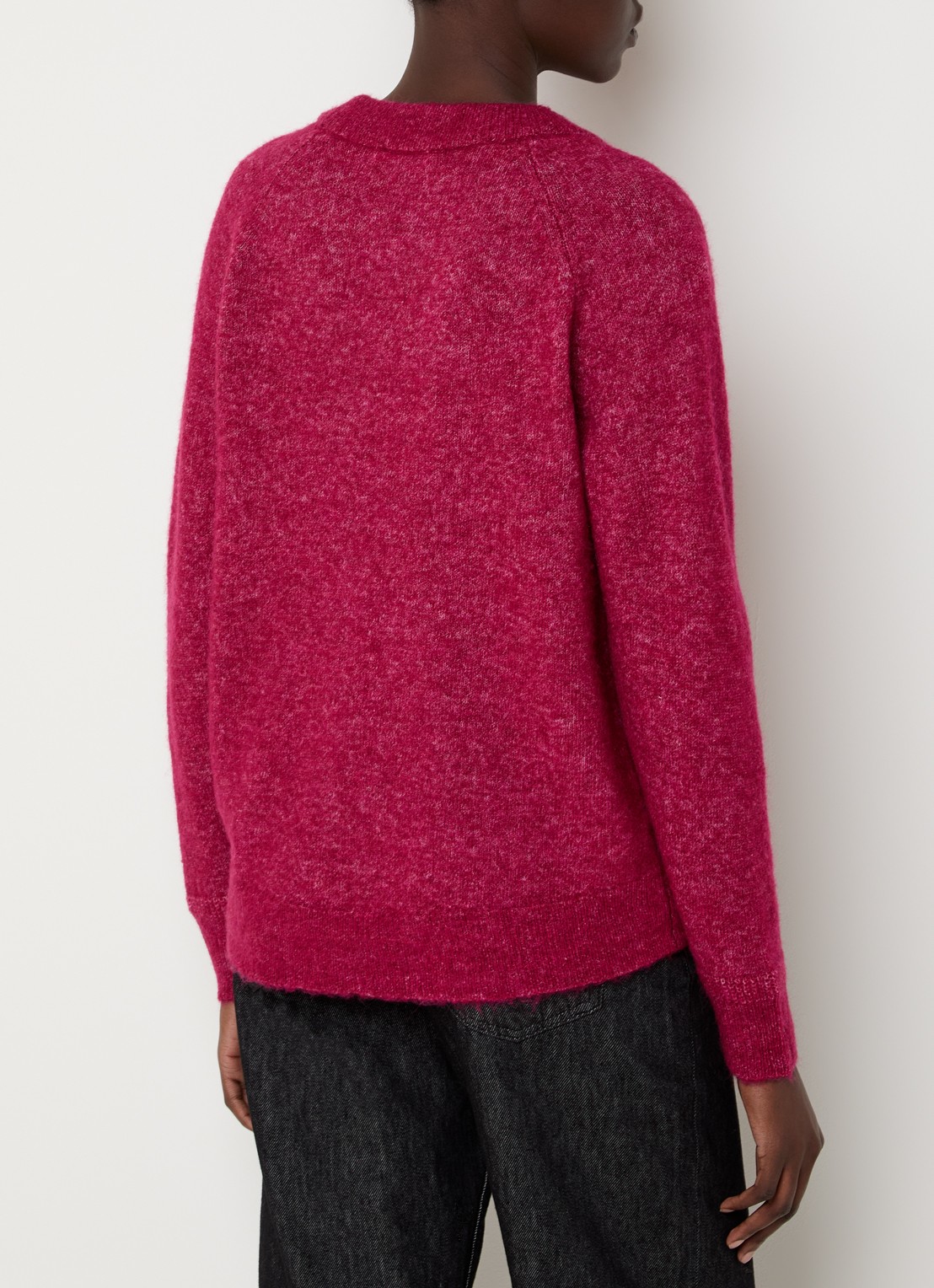 Selected Lulu grofgebreide trui in alpaca wolblend - achterkant 4 cranberryrood