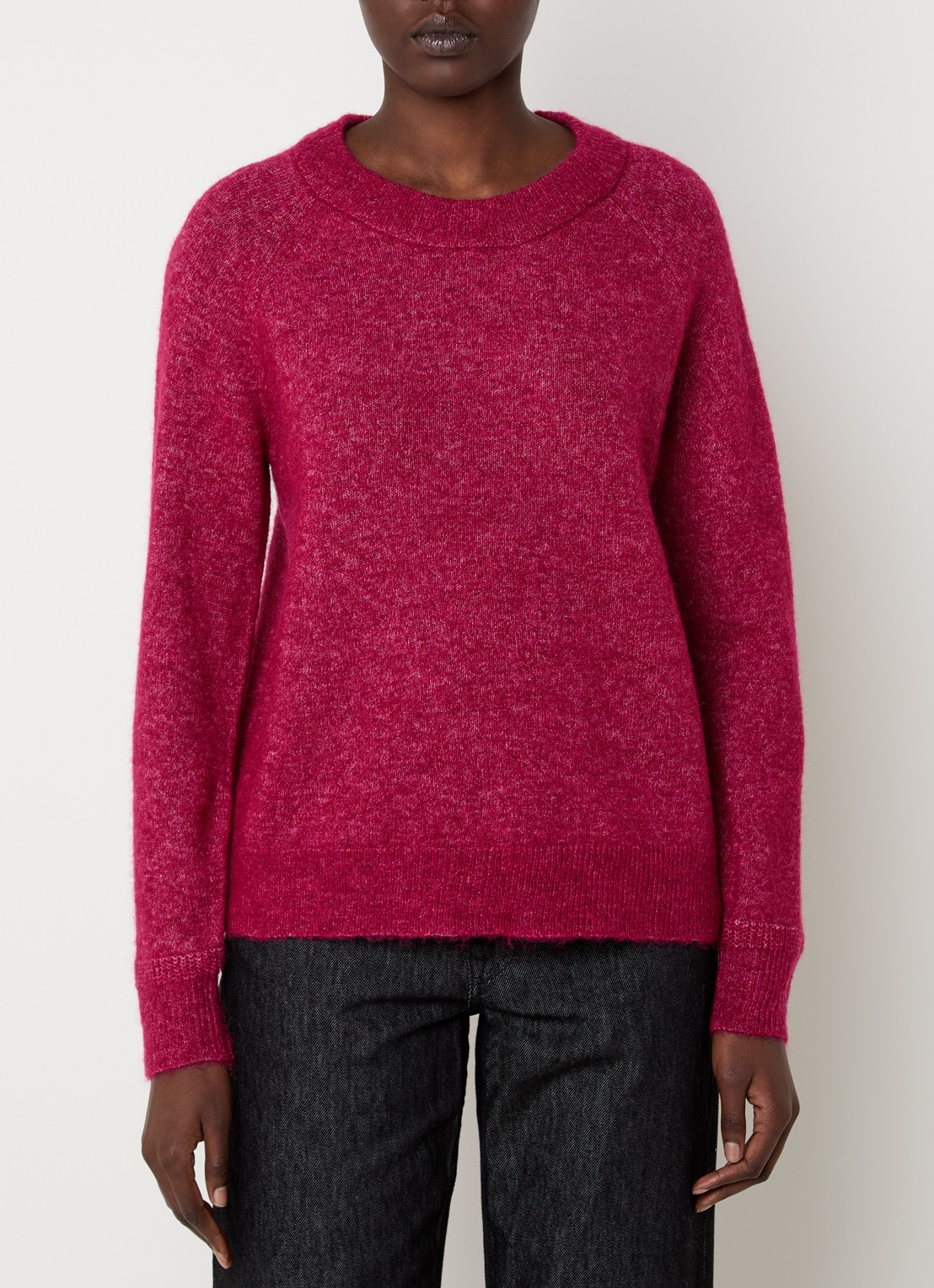 Selected Lulu grofgebreide trui in alpaca wolblend - detail 3 cranberryrood