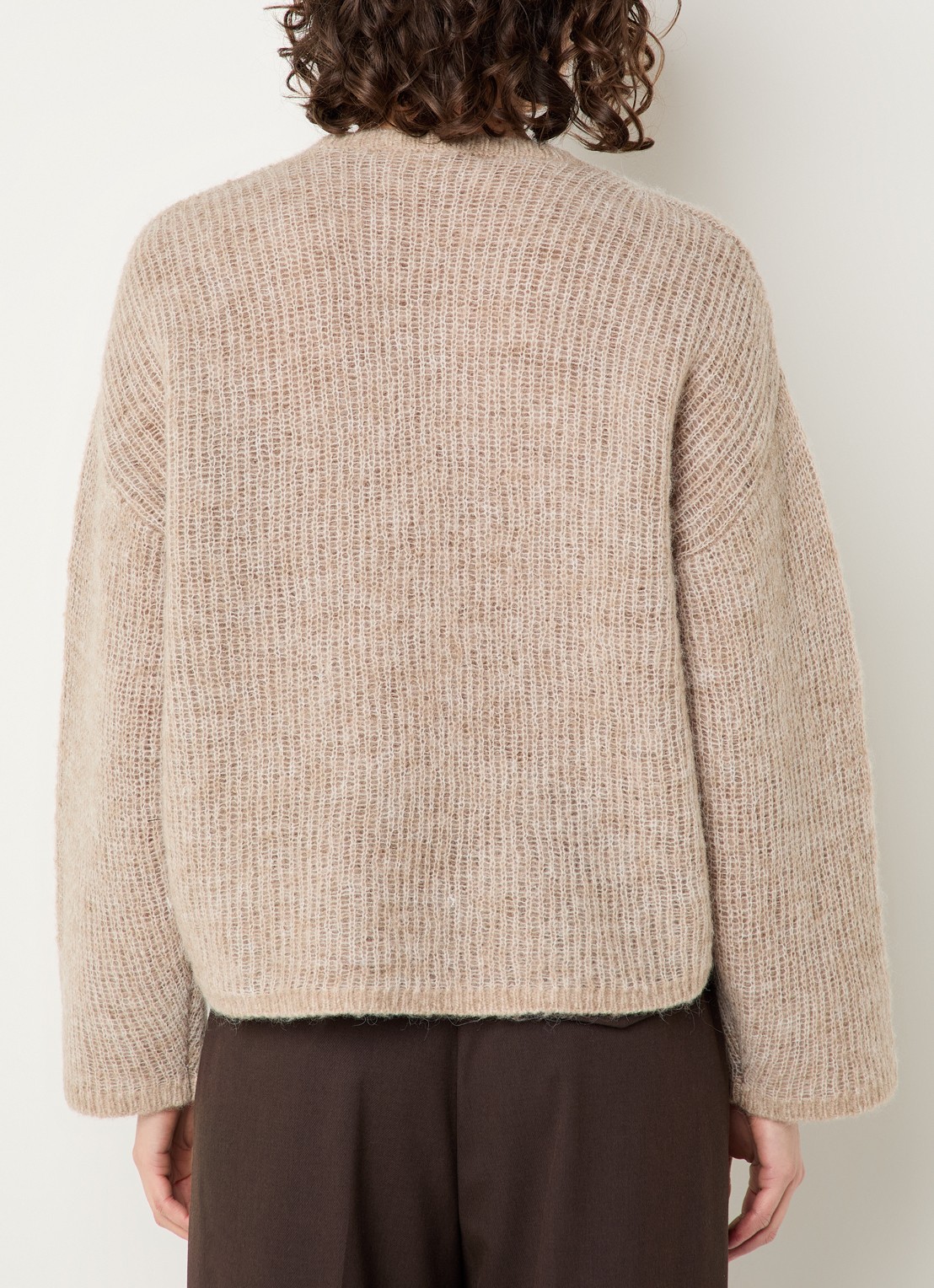 Selected Lulu grofgebreide trui in alpaca wolblend - achterkant zand