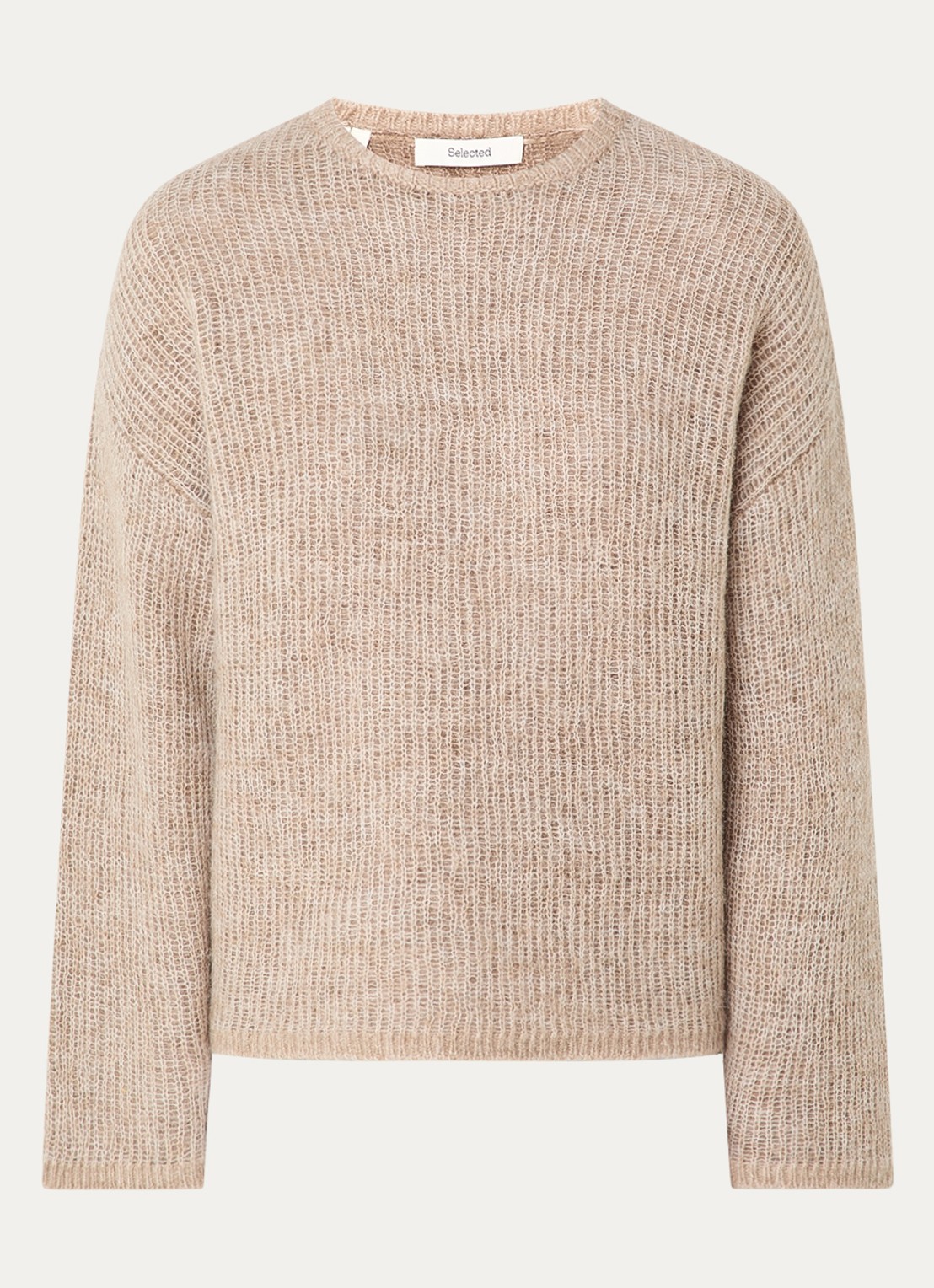 Selected Lulu grofgebreide trui in alpaca wolblend - voorkant 3 zand