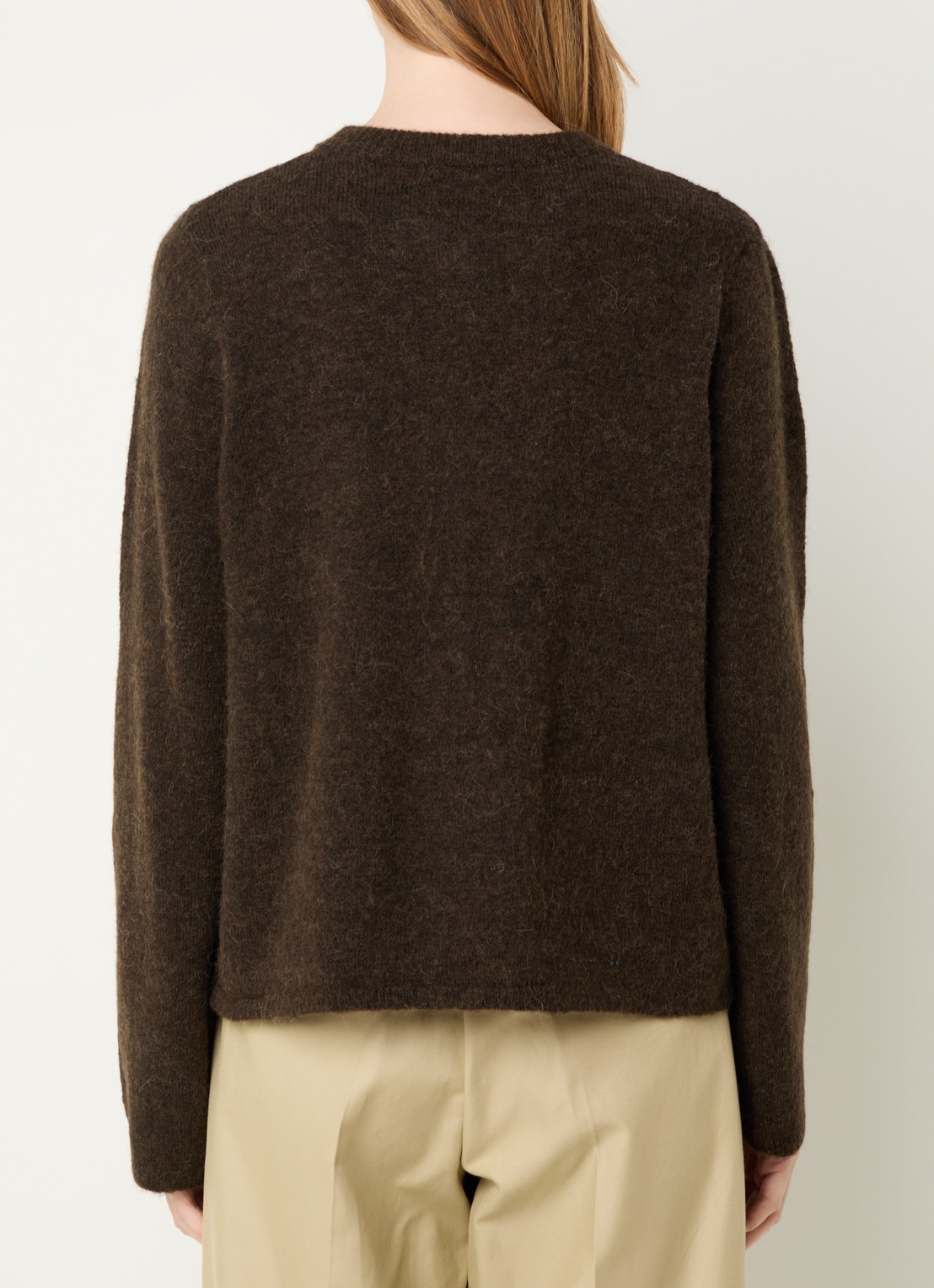 Selected Lulu grofgebreide vest in wolblend - achterkant donkerbruin