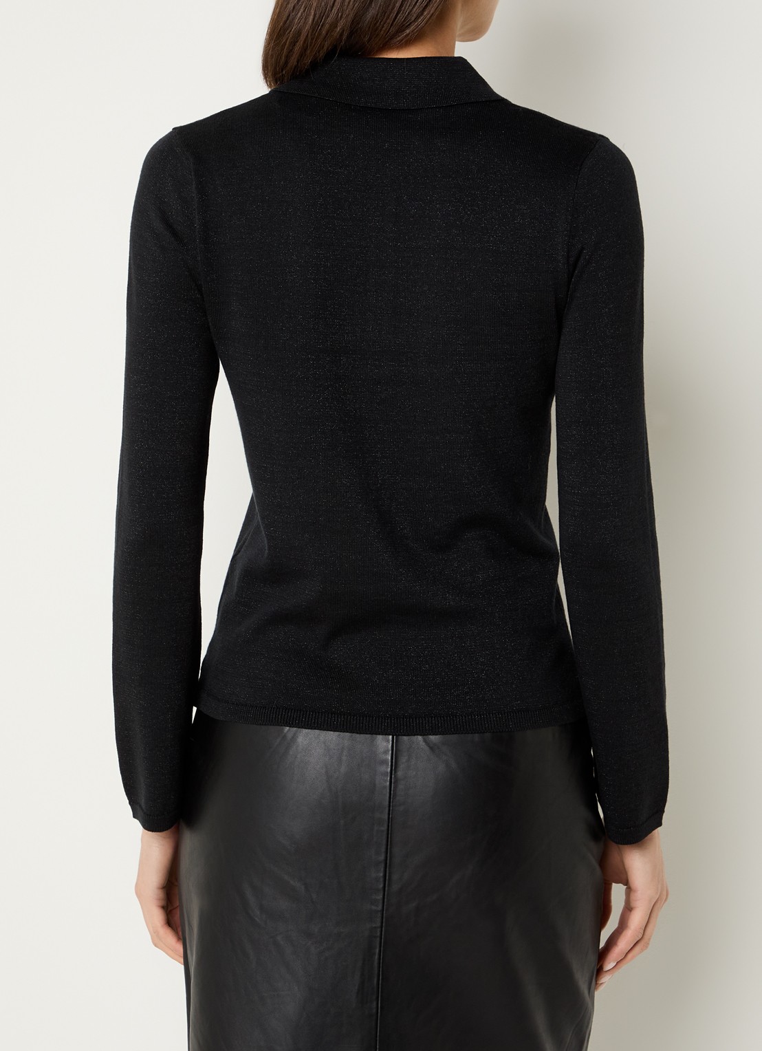 Selected Lura top  met lurex en polokraag - achterkant zwart