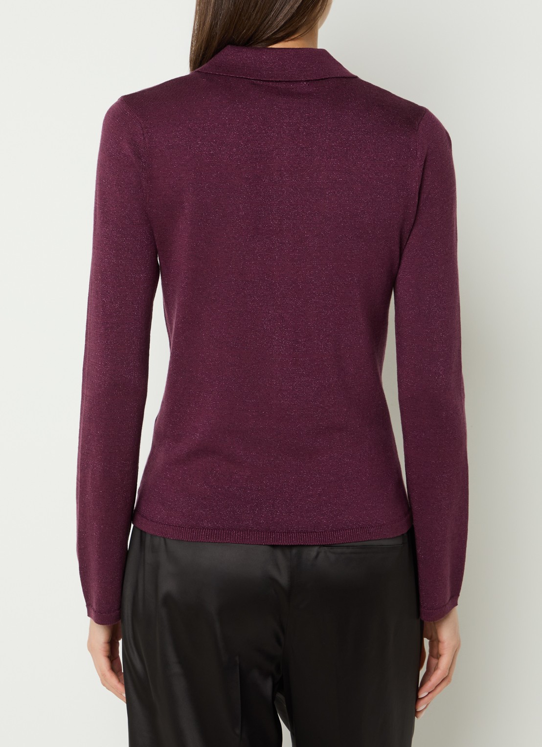 Selected Lura top  met lurex en polokraag - achterkant aubergine