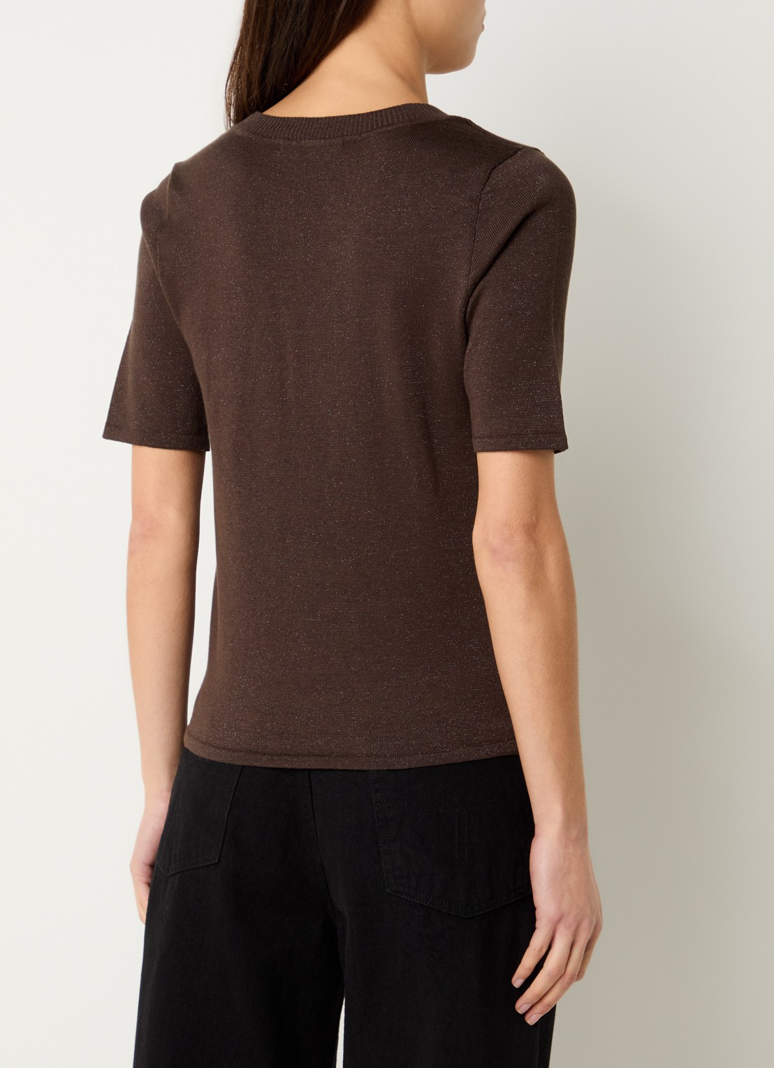 Selected Lura trui  met lurex - achterkant 4 bruin