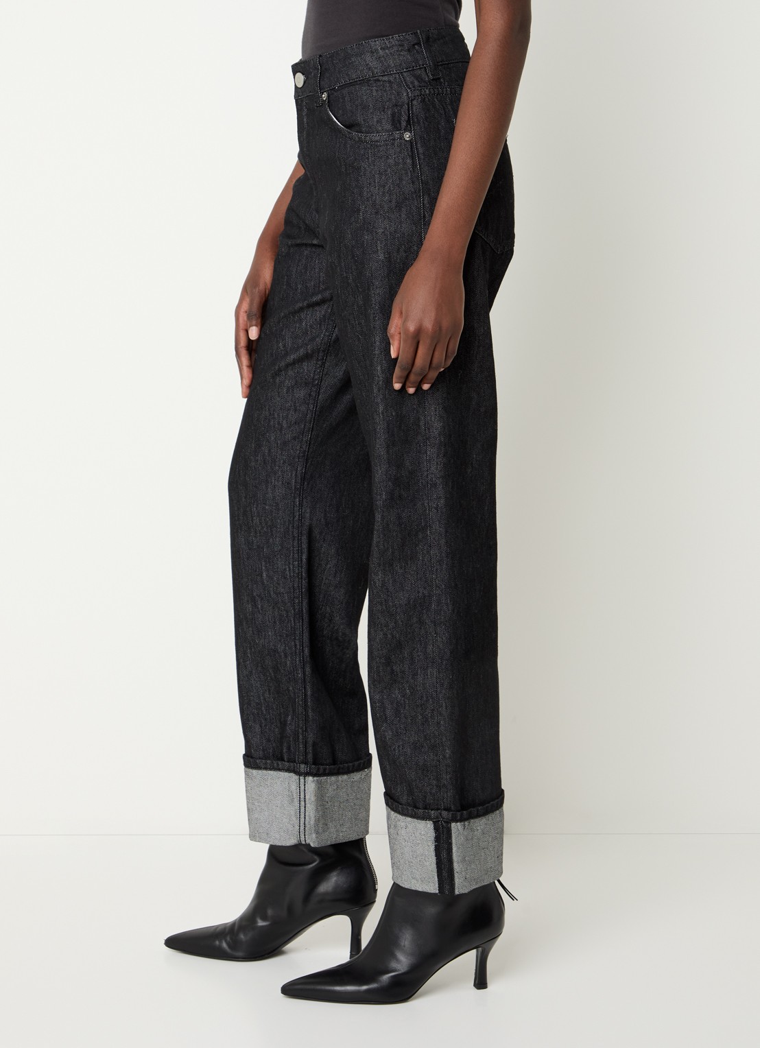 Selected Lyra high waist straight leg jeans met donkere wassing - detail 4 indigo