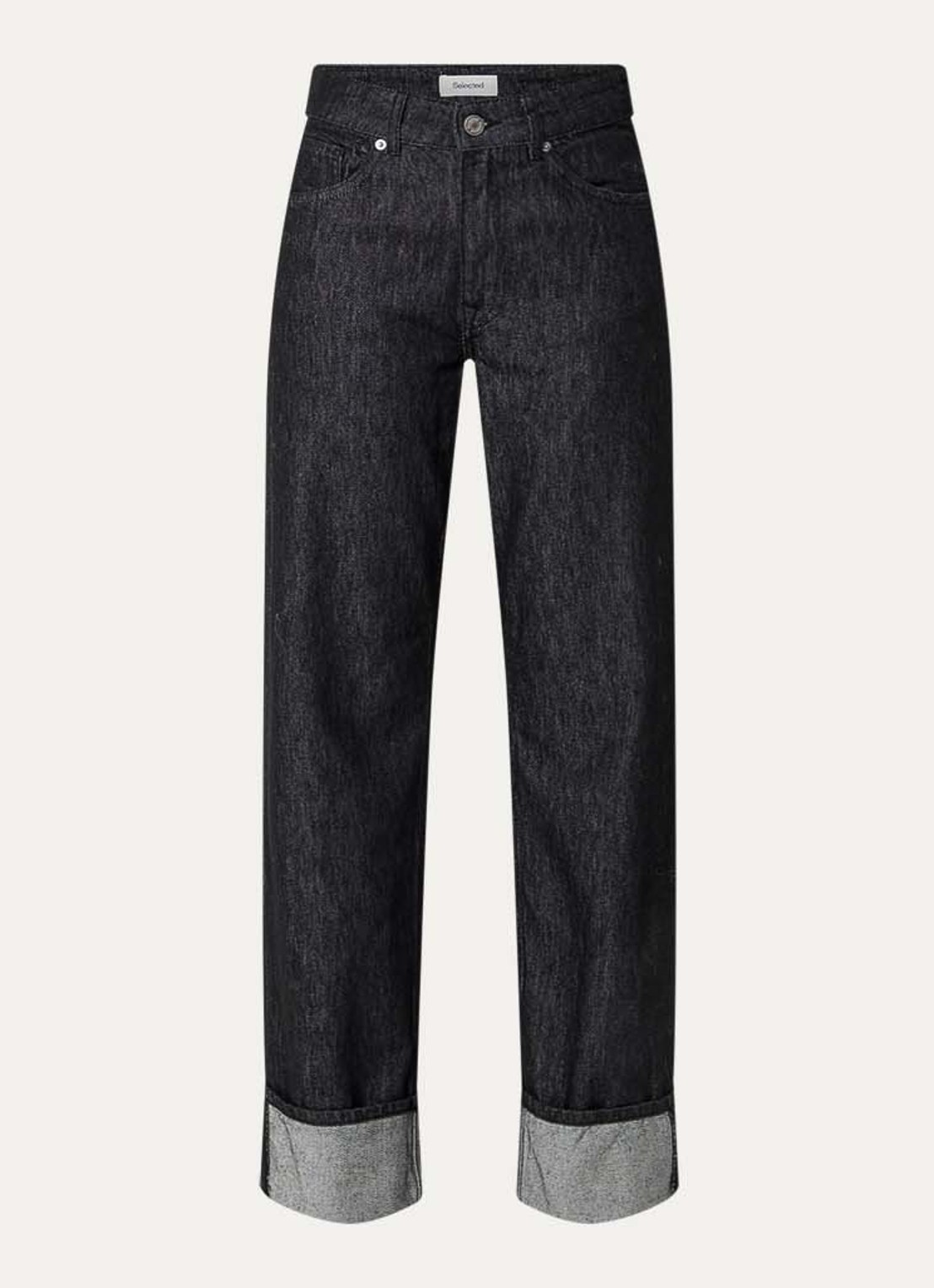 Selected Lyra high waist straight leg jeans met donkere wassing - voorkant indigo