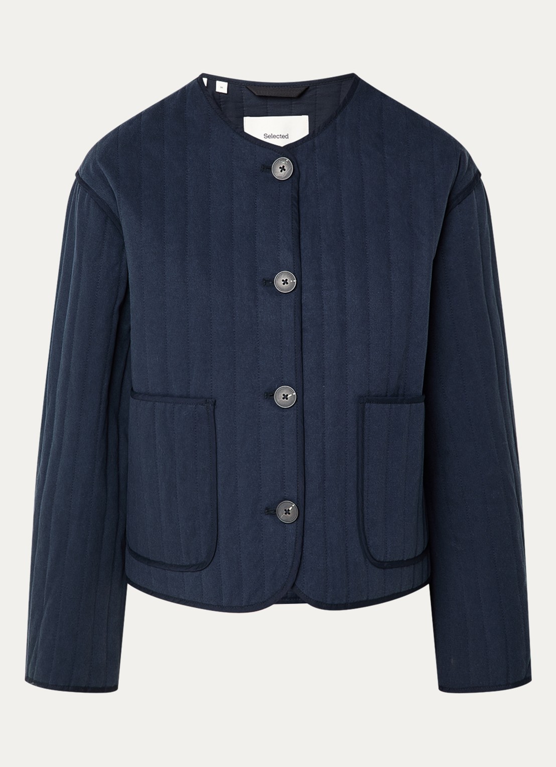Selected Malina quilted jack met opgestikte zakken - voorkant indigo