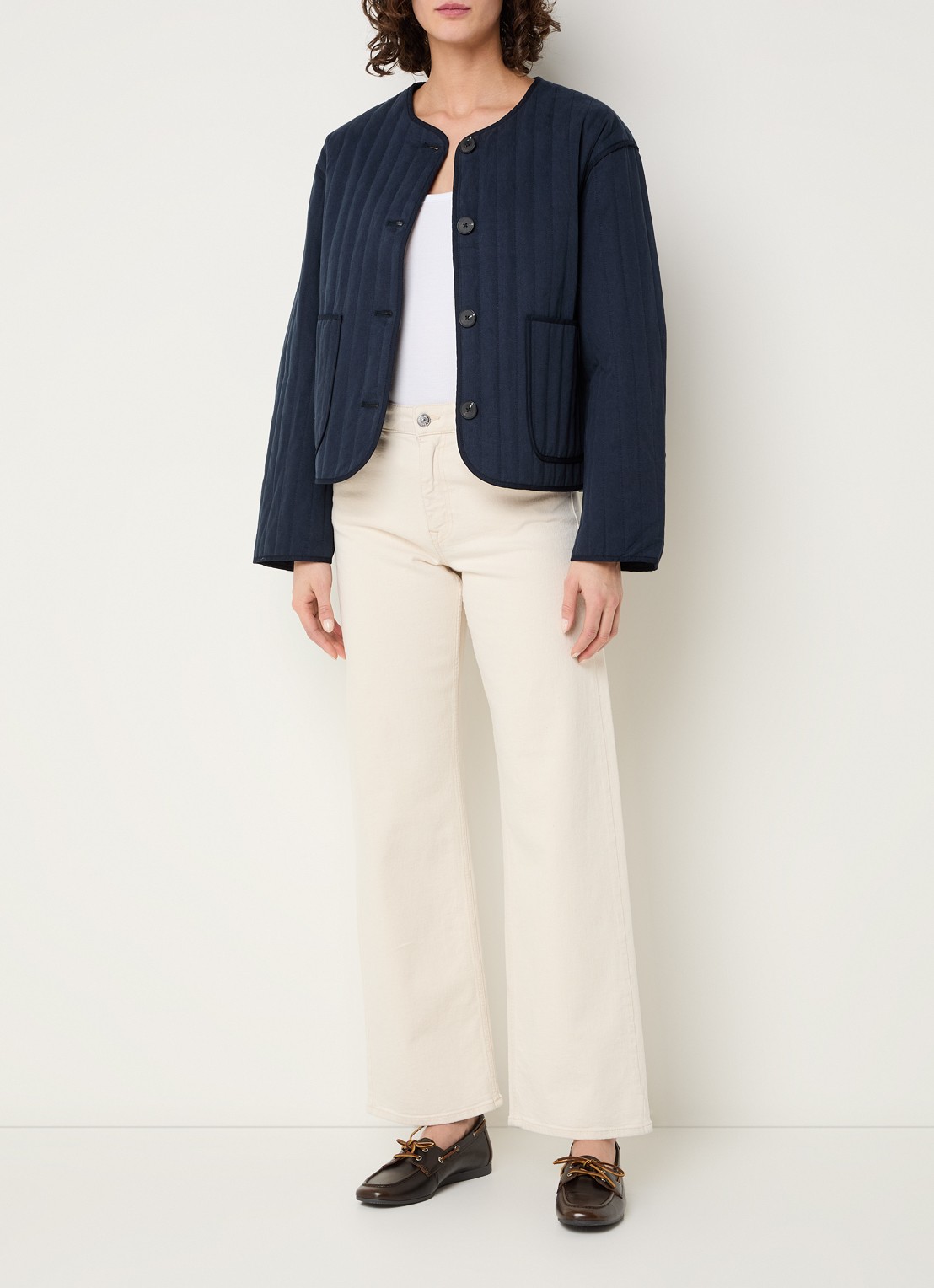 Selected Malina quilted jack met opgestikte zakken - voorkant 2 indigo
