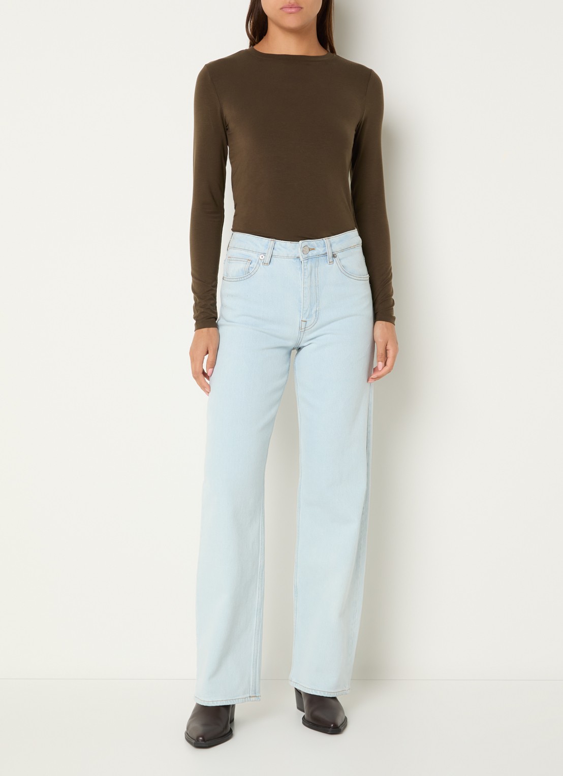 Selected Manja longsleeve met ronde hals - voorkant 4 bruin