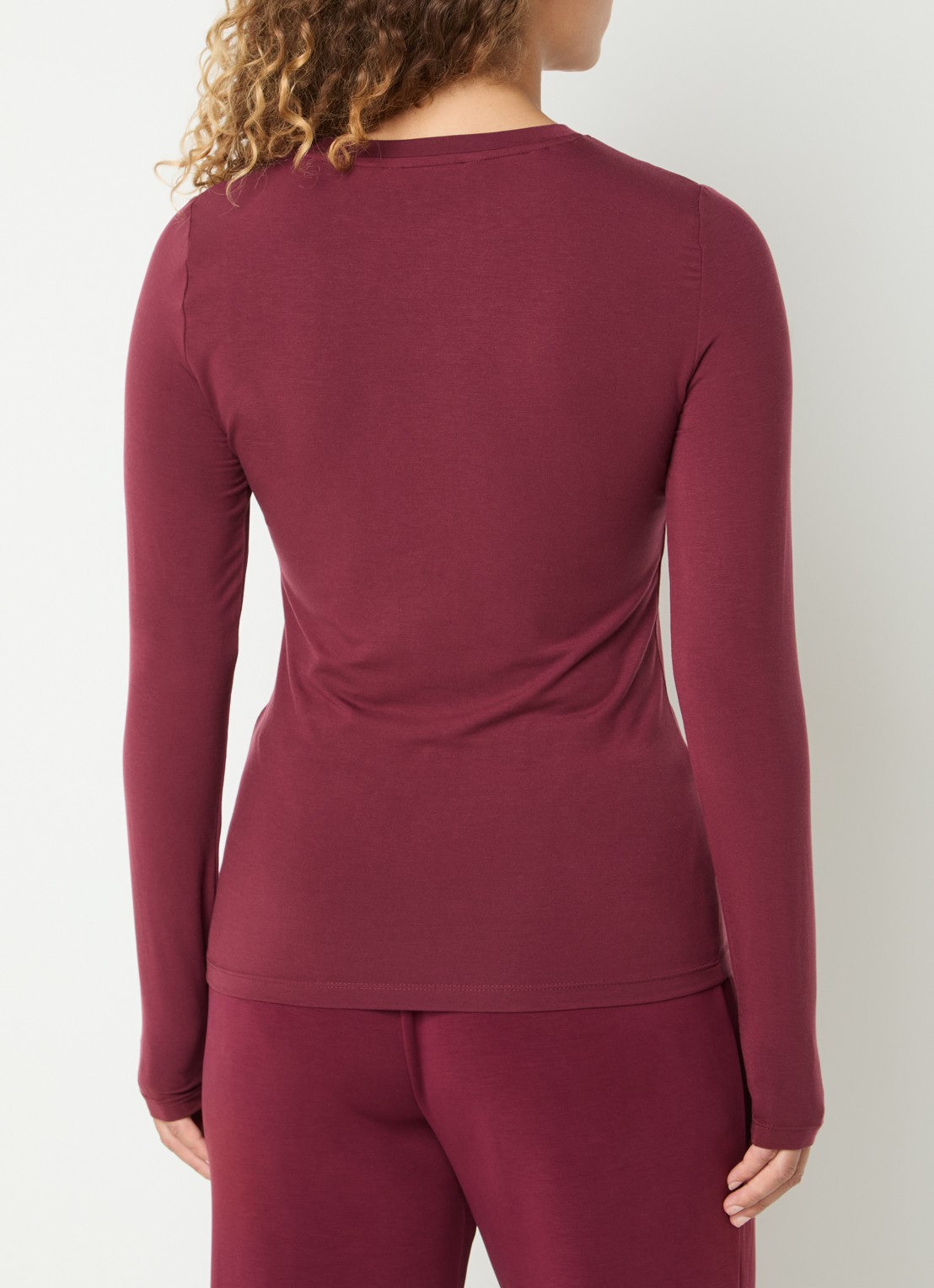 Selected Manja trui met ronde hals - achterkant bordeauxrood