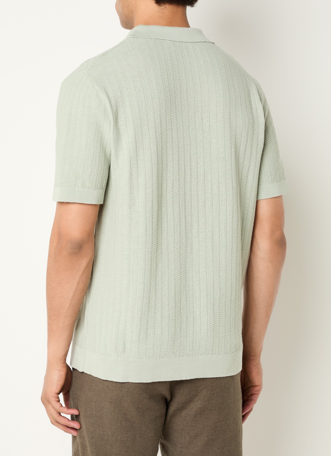 Selected Mattis regular fit polo in linnenblend - achterkant lindegroen