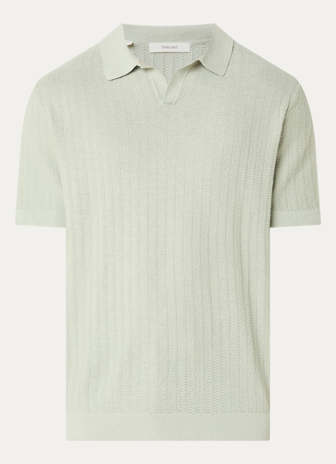 Selected Mattis regular fit polo in linnenblend - voorkant 2 lindegroen