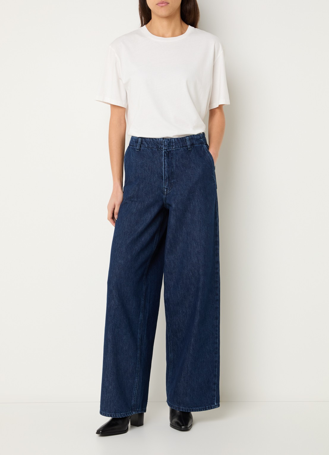 Selected Mella-Bora high waist wide leg jeans  - voorkant 3 indigo