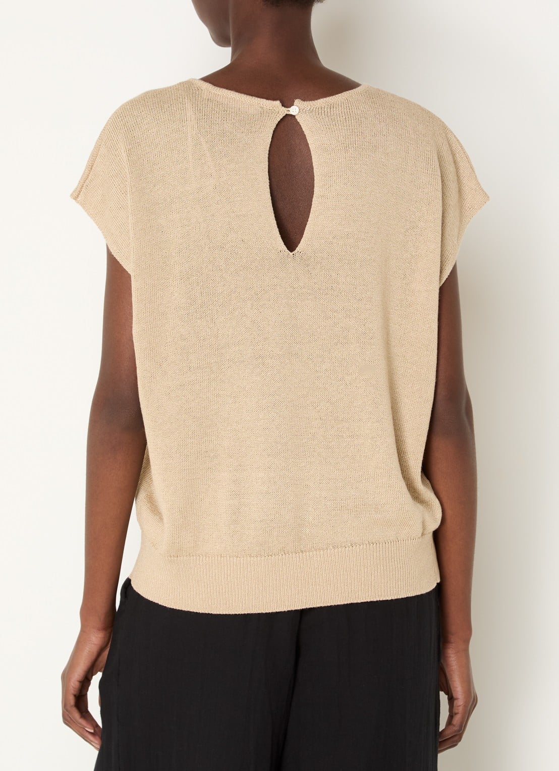 Selected Mia grofgebreide top in linnenblend met keyhole - achterkant 2 wit