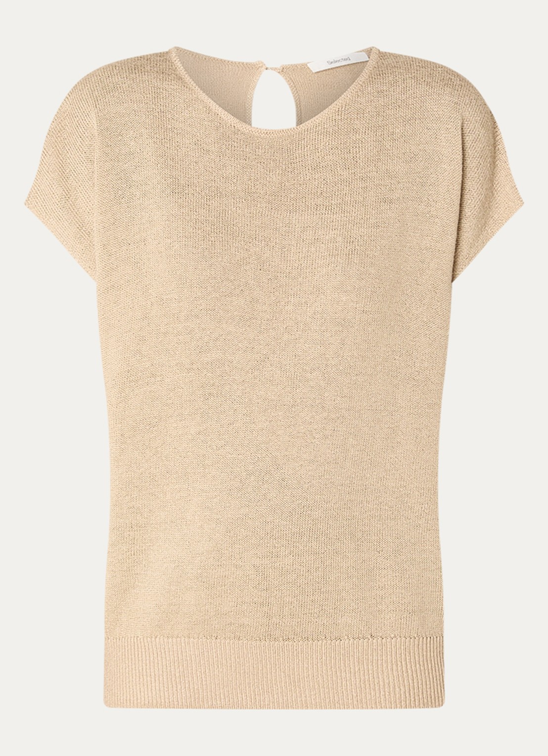 Selected Mia grofgebreide top in linnenblend met keyhole - voorkant 3 wit