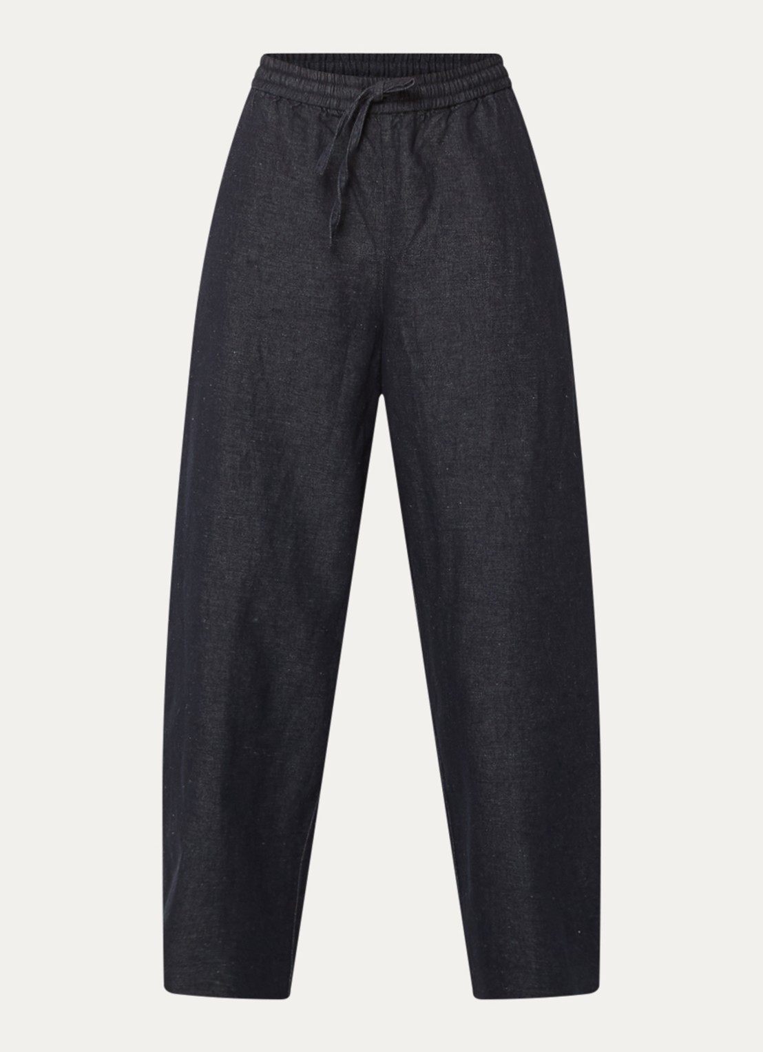 Selected Mid waist loose fit broek in linnenblend met steekzakken - voorkant 2 donkerblauw