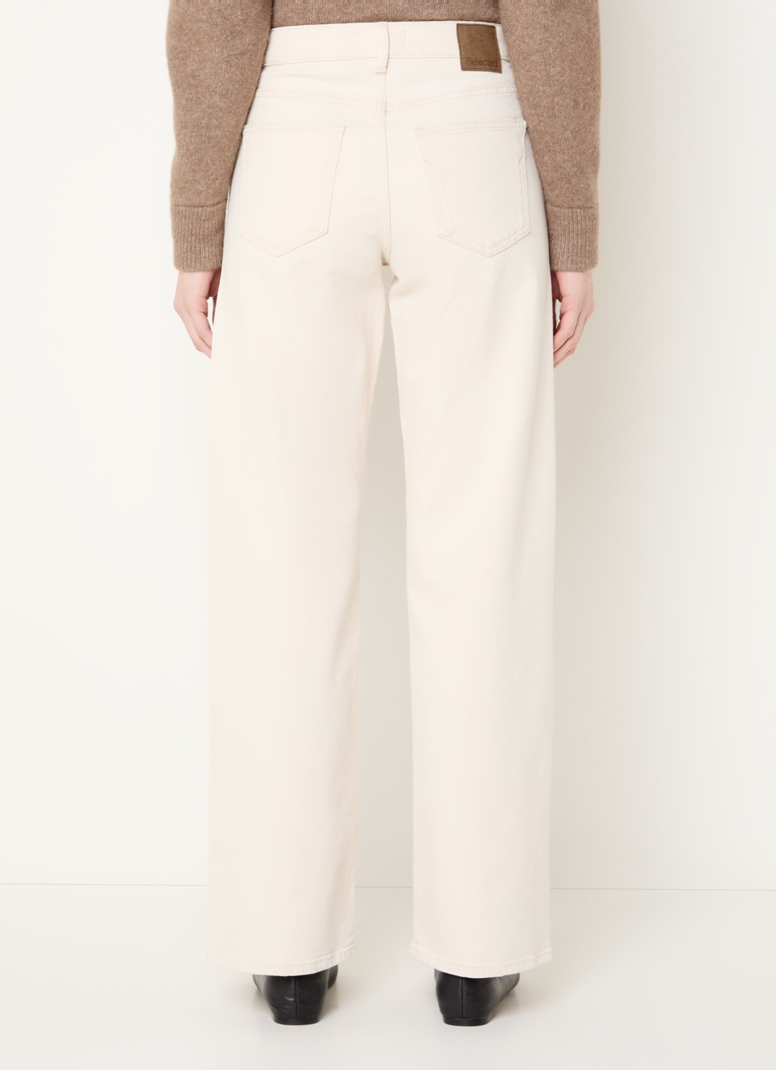 Selected Mid waist straight fit jeans met gekleurde wassing - achterkant 3 creme
