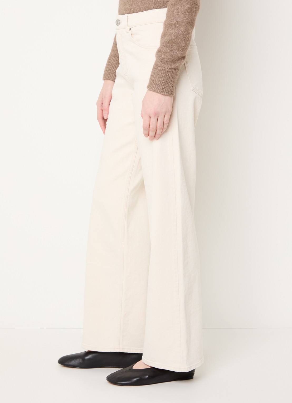 Selected Mid waist straight fit jeans met gekleurde wassing - detail 5 creme