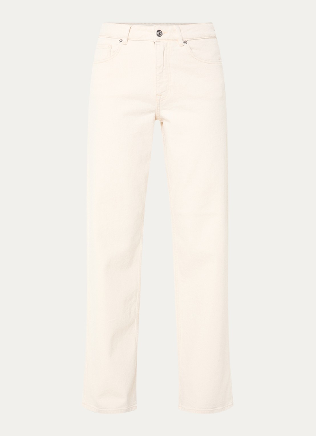 Selected Mid waist straight fit jeans met gekleurde wassing - voorkant creme