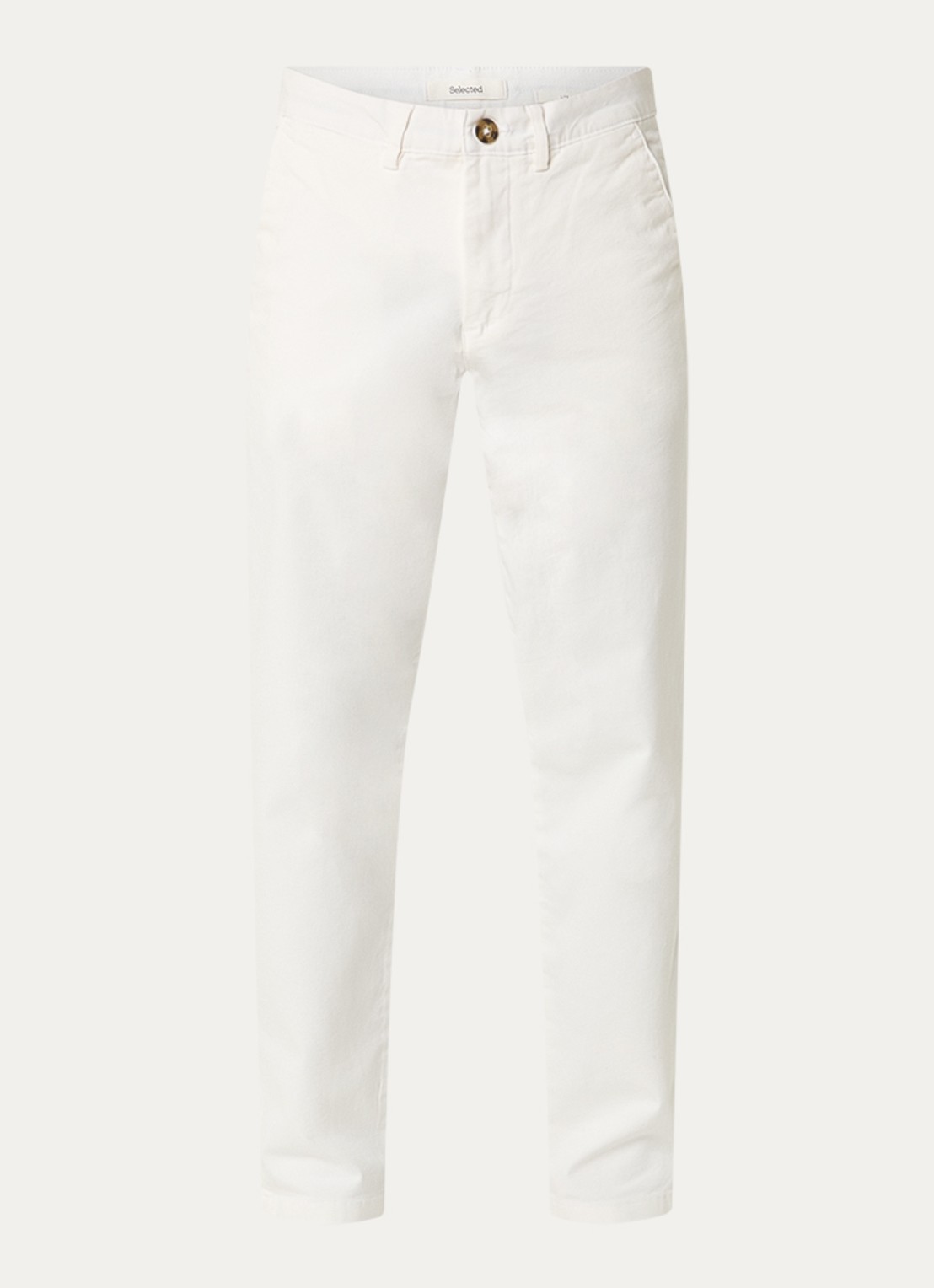 Selected Miles slim fit chino met steekzakken - voorkant 4 gebroken wit