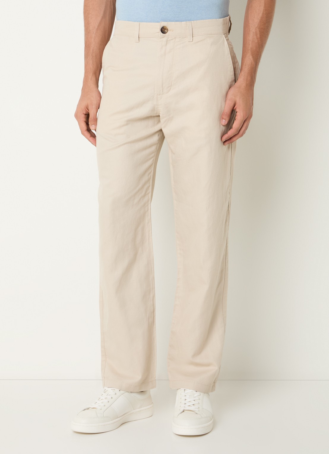 Selected Miles straight fit chino in linnenblend met steekzakken - detail 4 beige