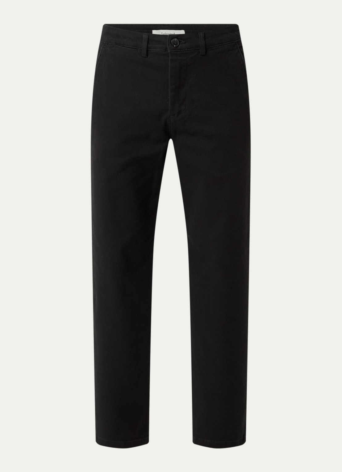 Selected Miles straight leg chino met steekzakken - voorkant zwart