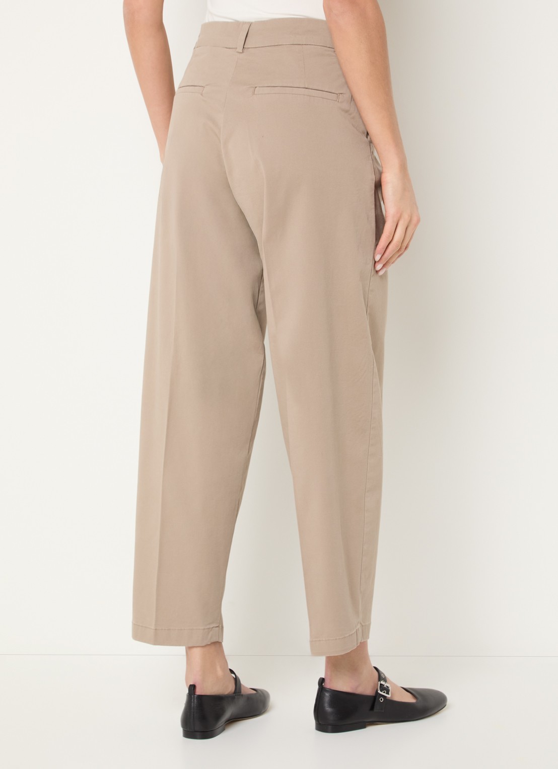 Selected Mille high waist tapered fit broek met steekzakken - achterkant 3 beige