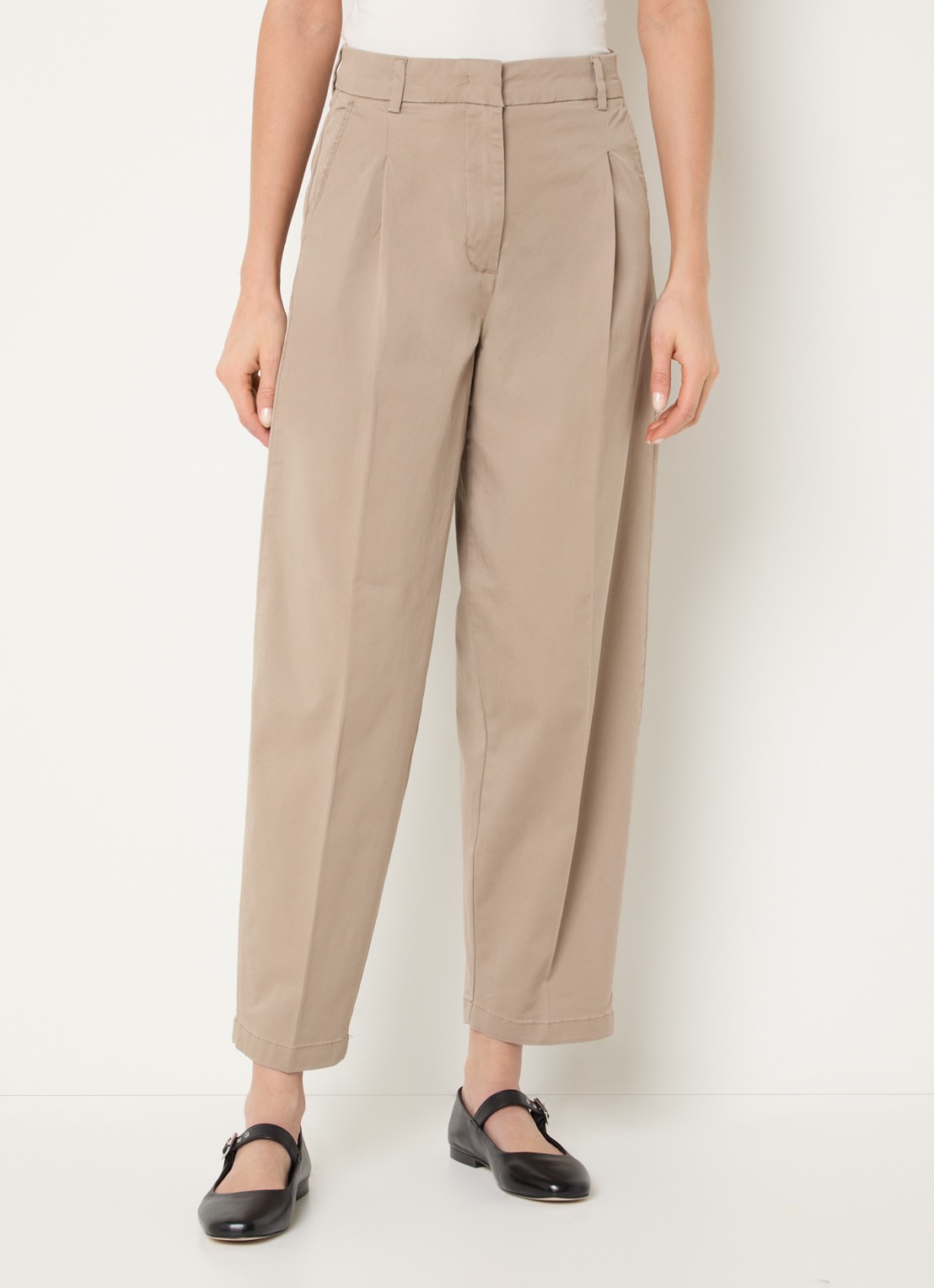 Selected Mille high waist tapered fit broek met steekzakken - detail 4 beige