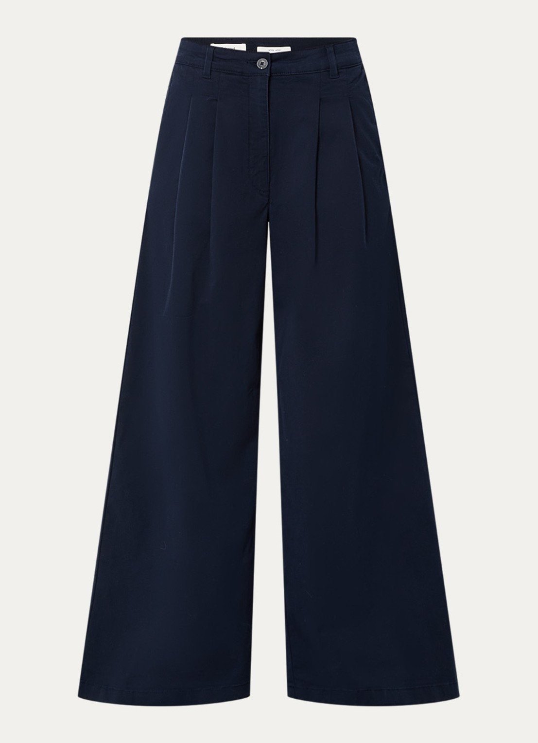Selected Mille high waist wide leg broek met steekzakken - voorkant 2 donkerblauw