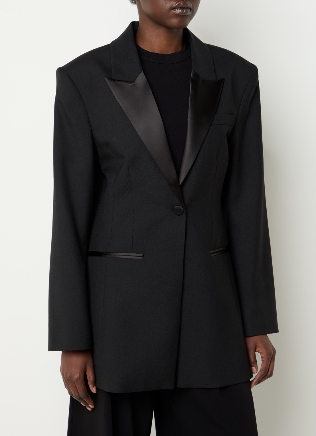 Selected Miya blazer met split en paspelzakken - detail 2 zwart