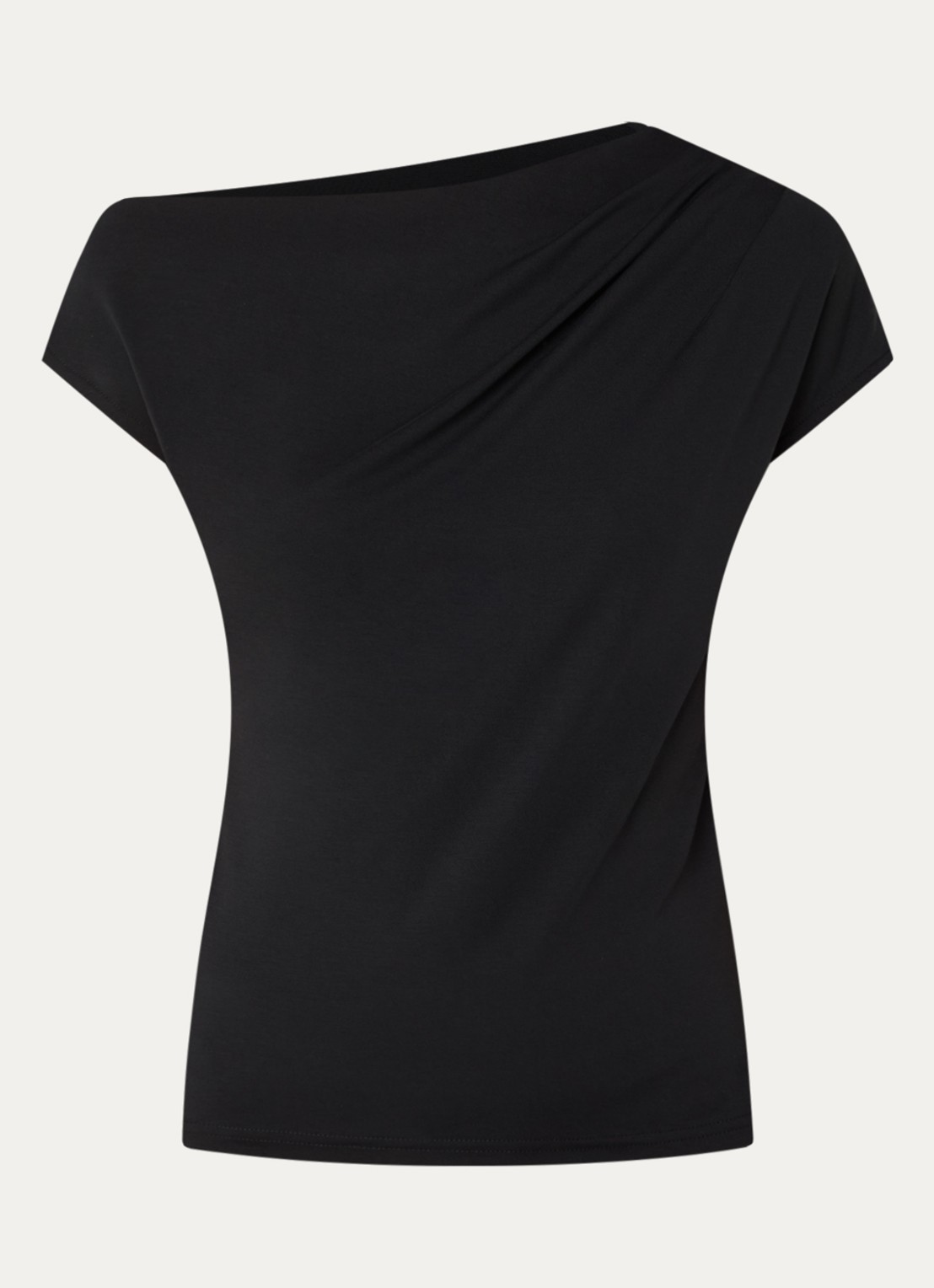 Selected Molly asymmetrische top met boothals - voorkant 2 zwart