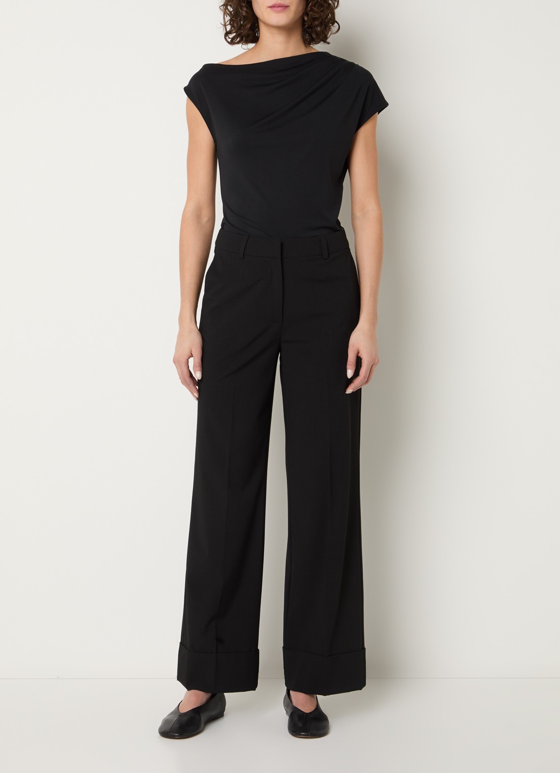 Selected Molly asymmetrische top met boothals - voorkant 3 zwart