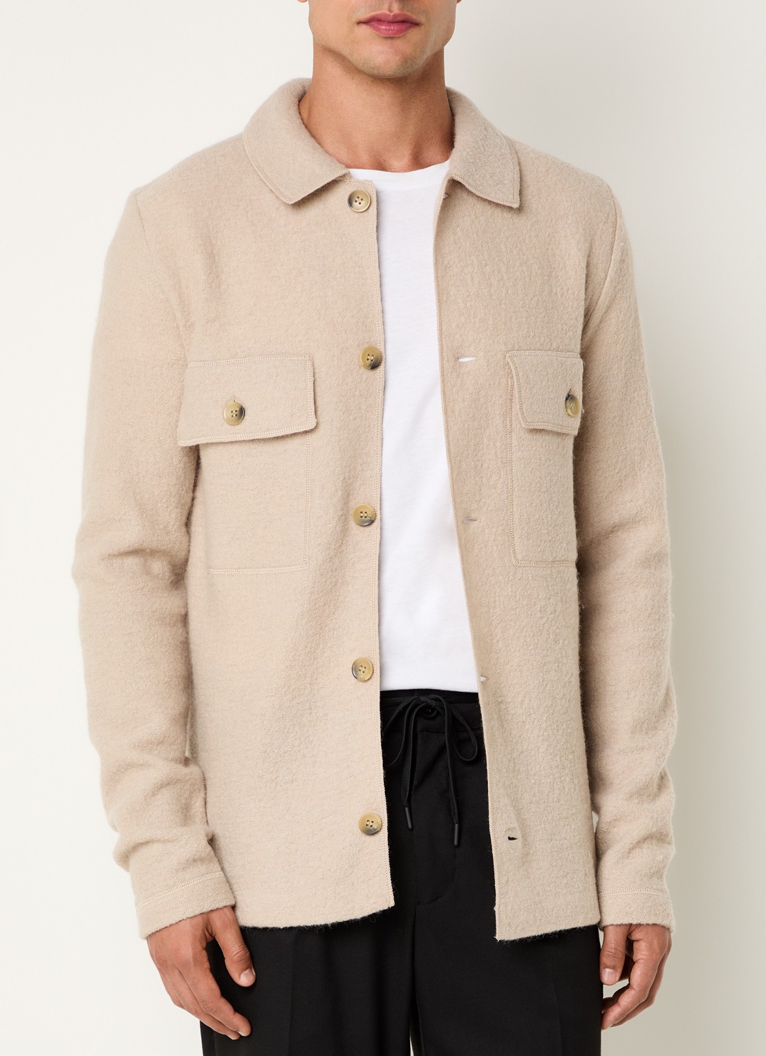 Selected Nealy overshirt van wol - detail 2 beige