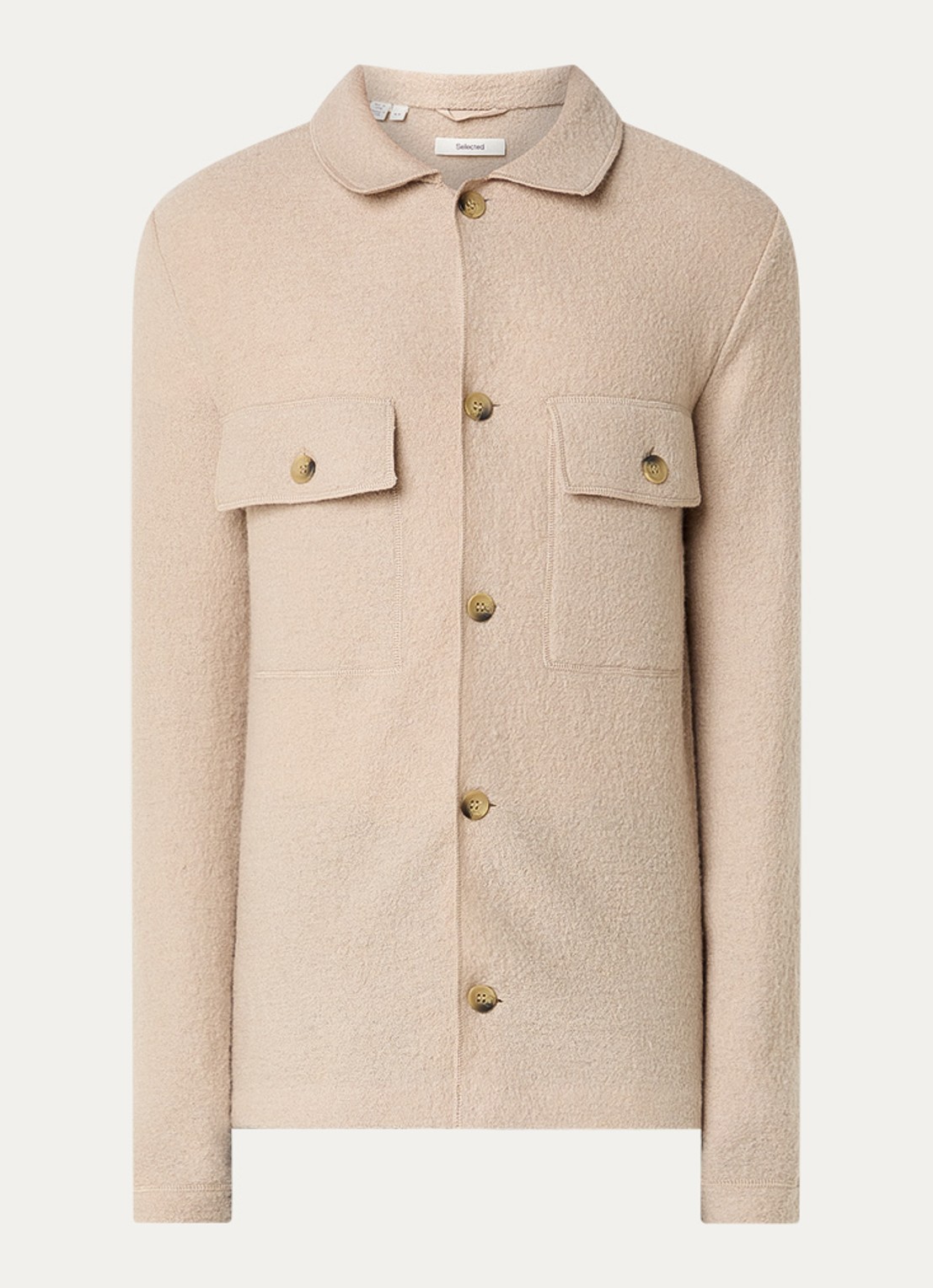 Selected Nealy overshirt van wol - voorkant 3 beige