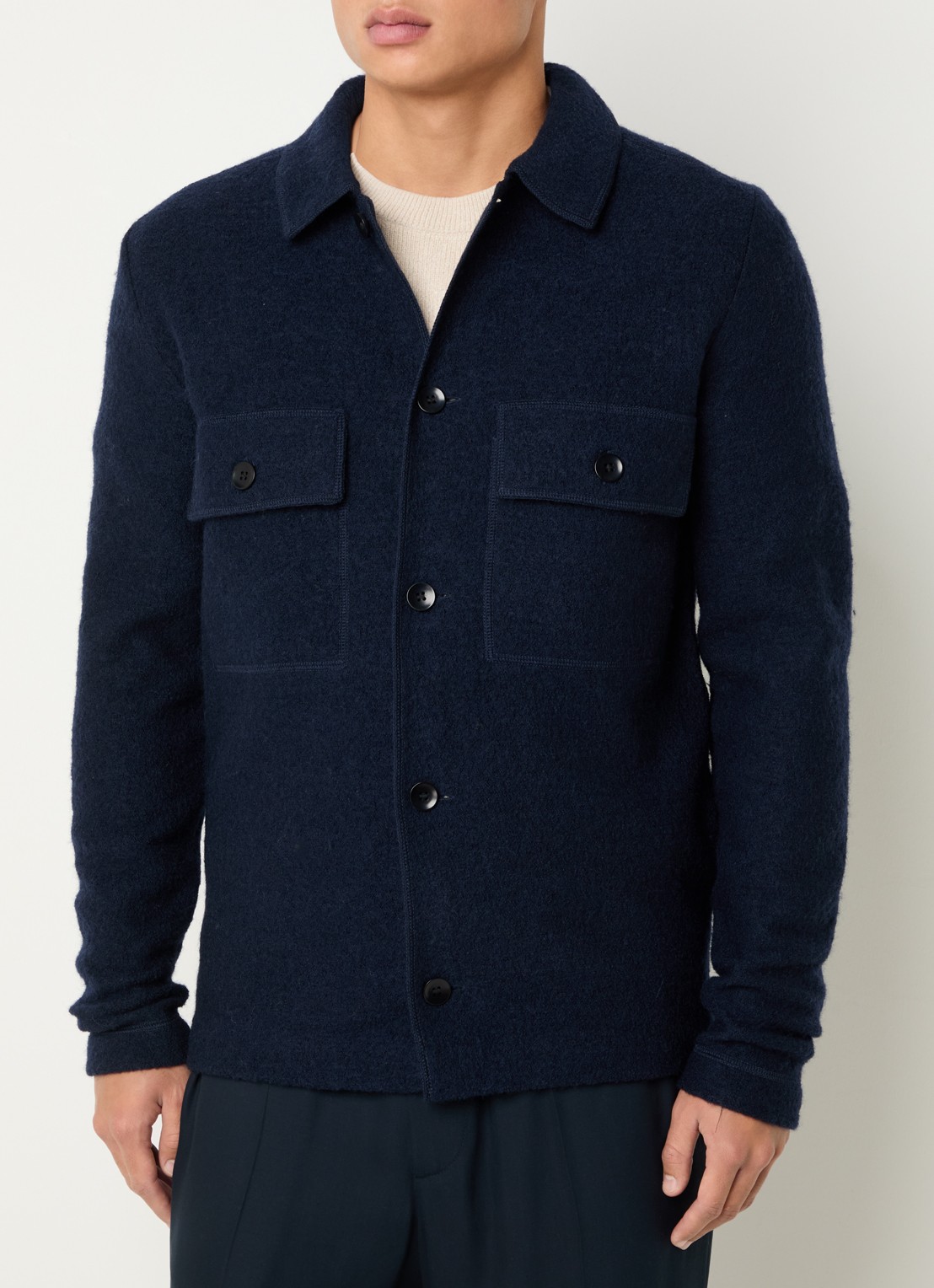 Selected Nealy overshirt van wol - detail 4 donkerblauw