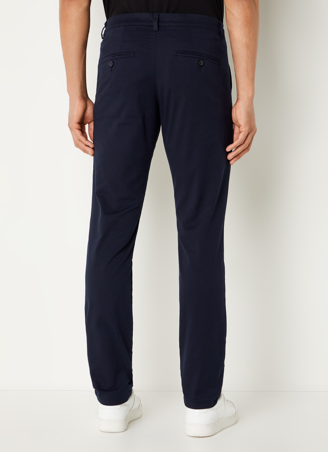 Selected New Miles slim fit chino met steekzakken - achterkant donkerblauw