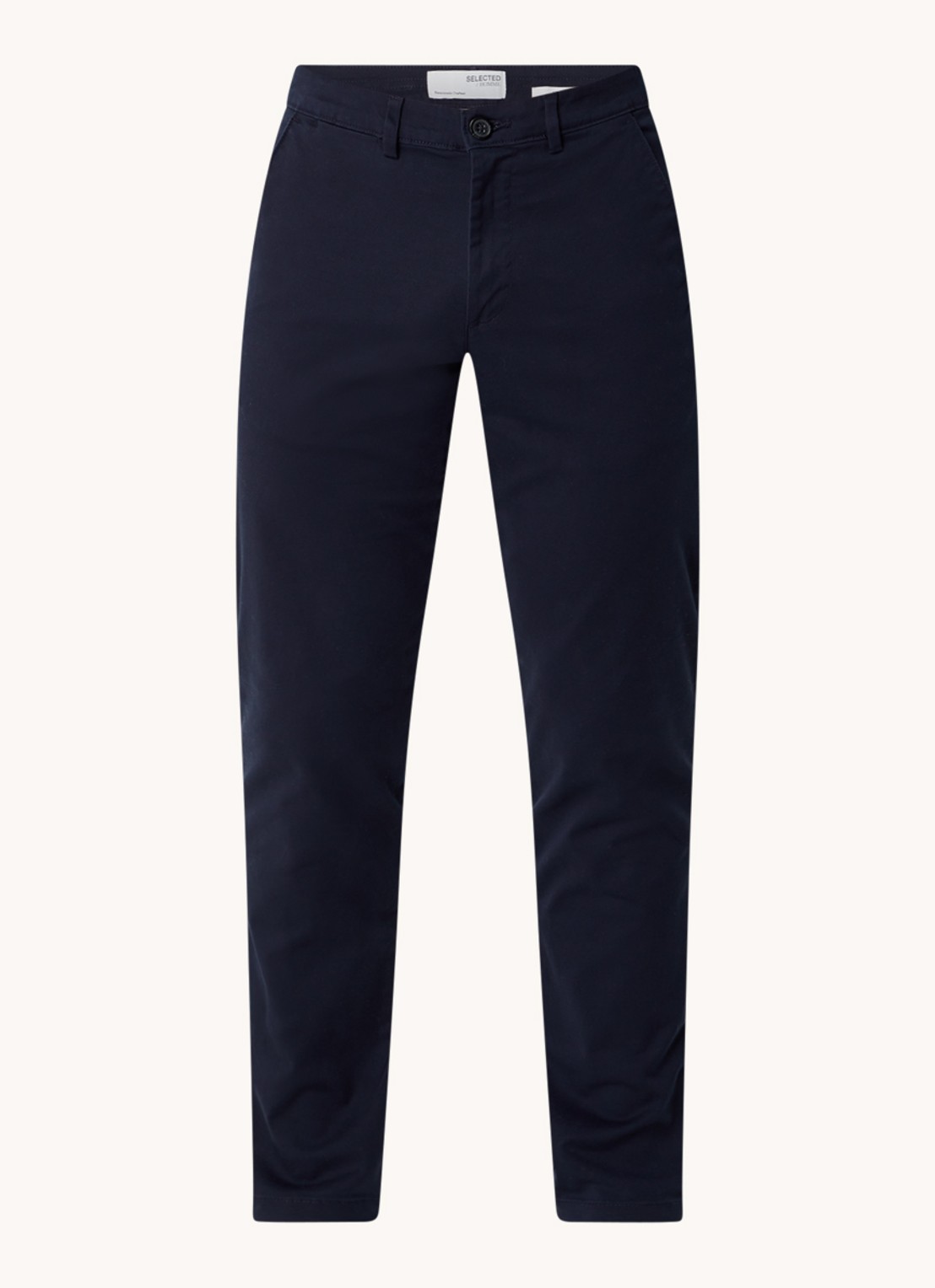 Selected New Miles slim fit chino met steekzakken - voorkant 2 donkerblauw