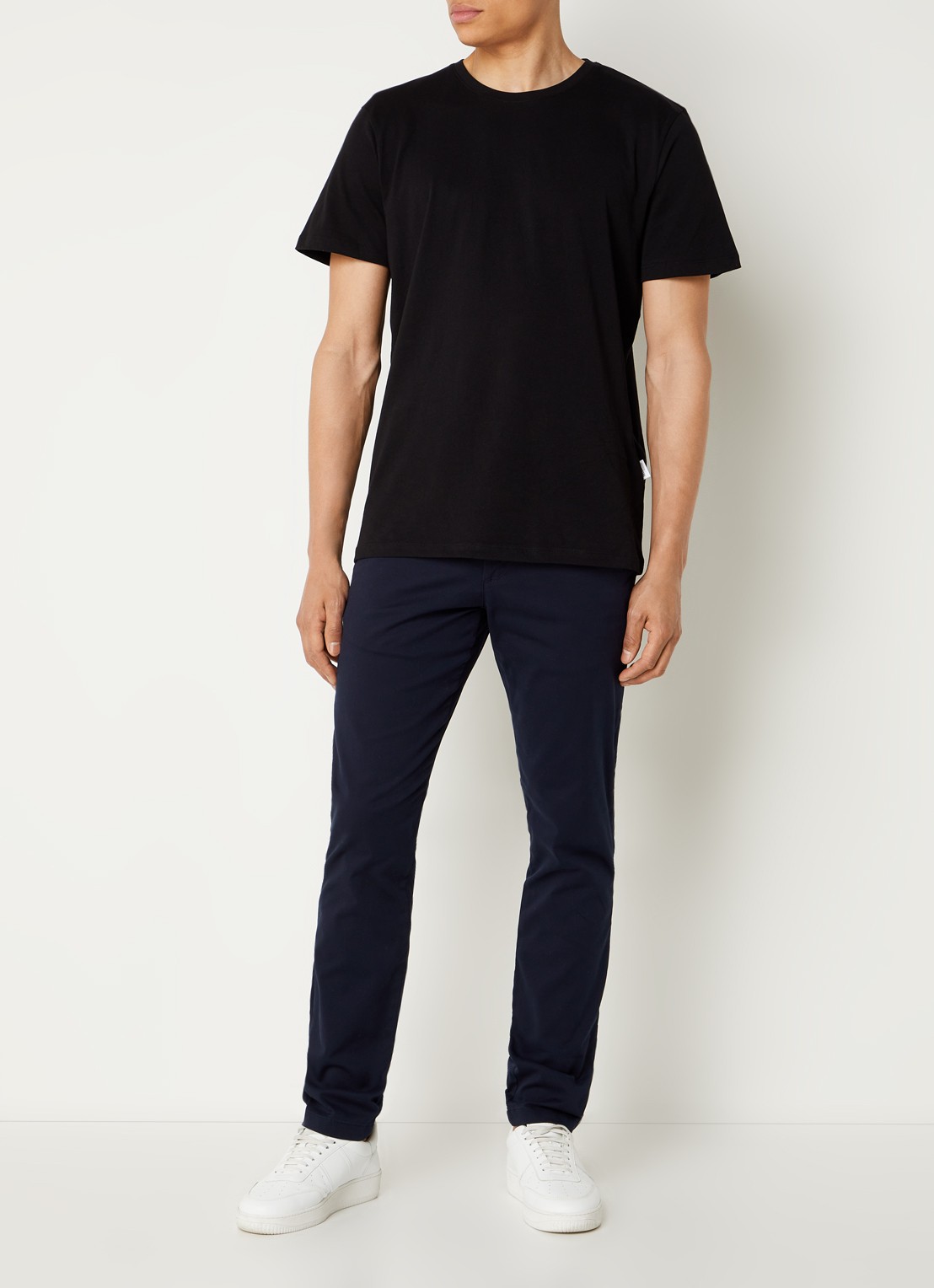 Selected New Miles slim fit chino met steekzakken - voorkant 3 donkerblauw