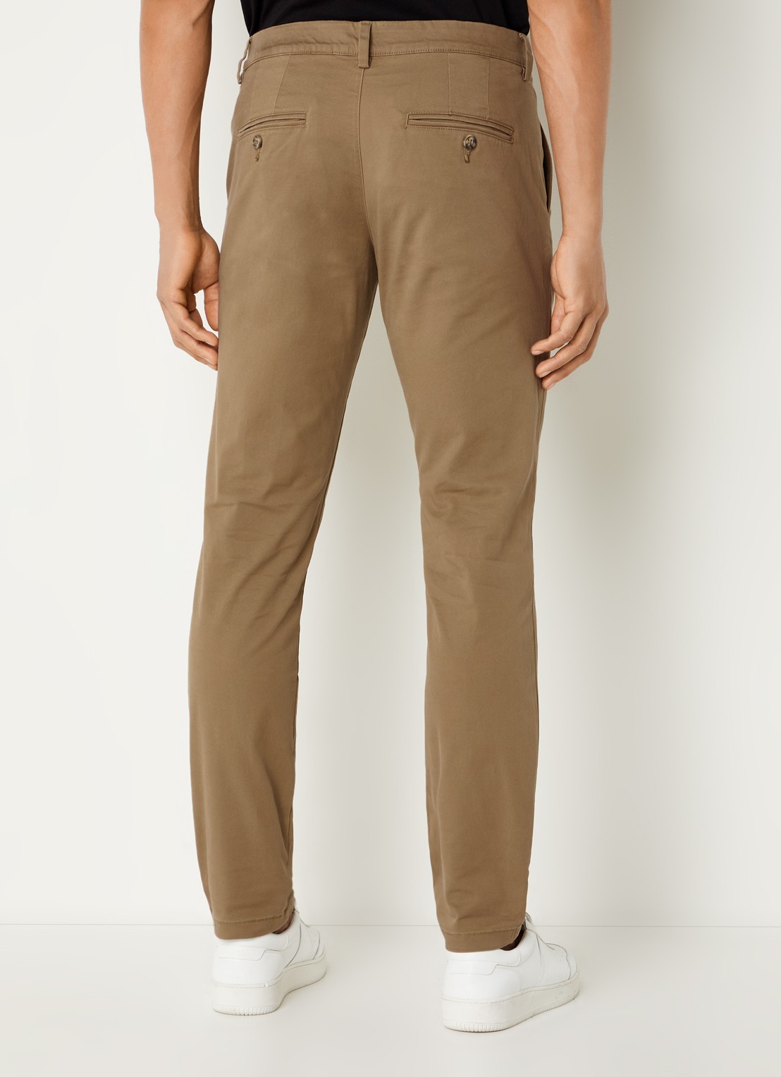Selected New Miles slim fit chino met steekzakken - achterkant khaki