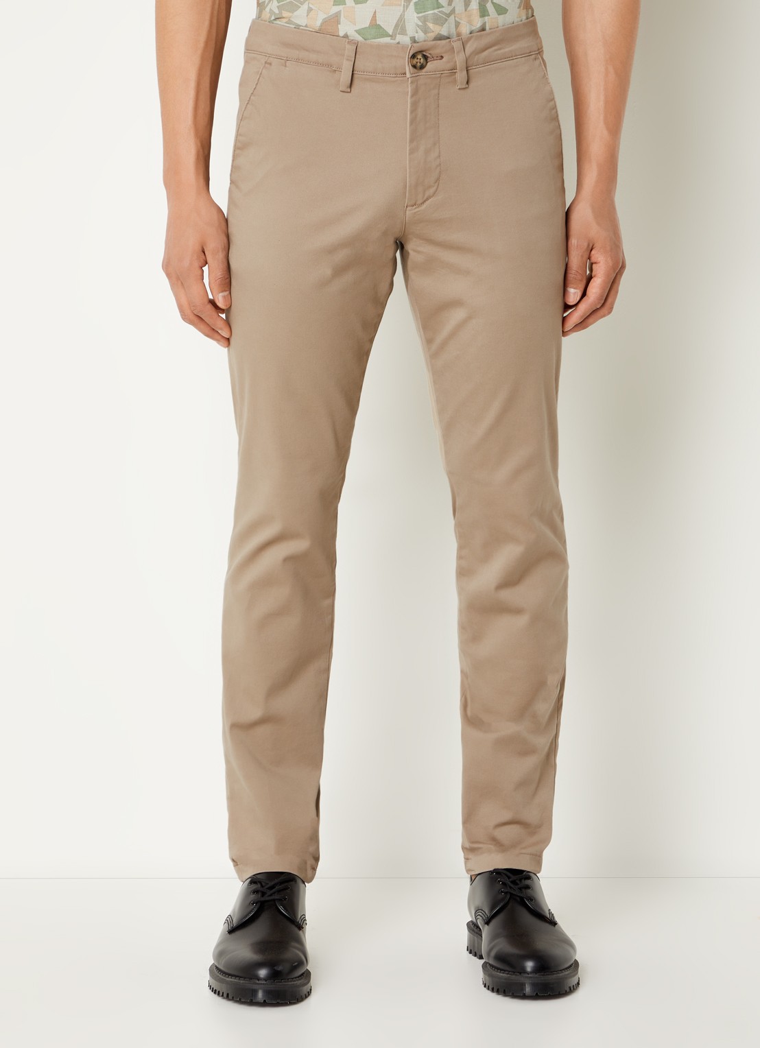 Selected New Miles slim fit chino met steekzakken - detail 4 donkerbeige
