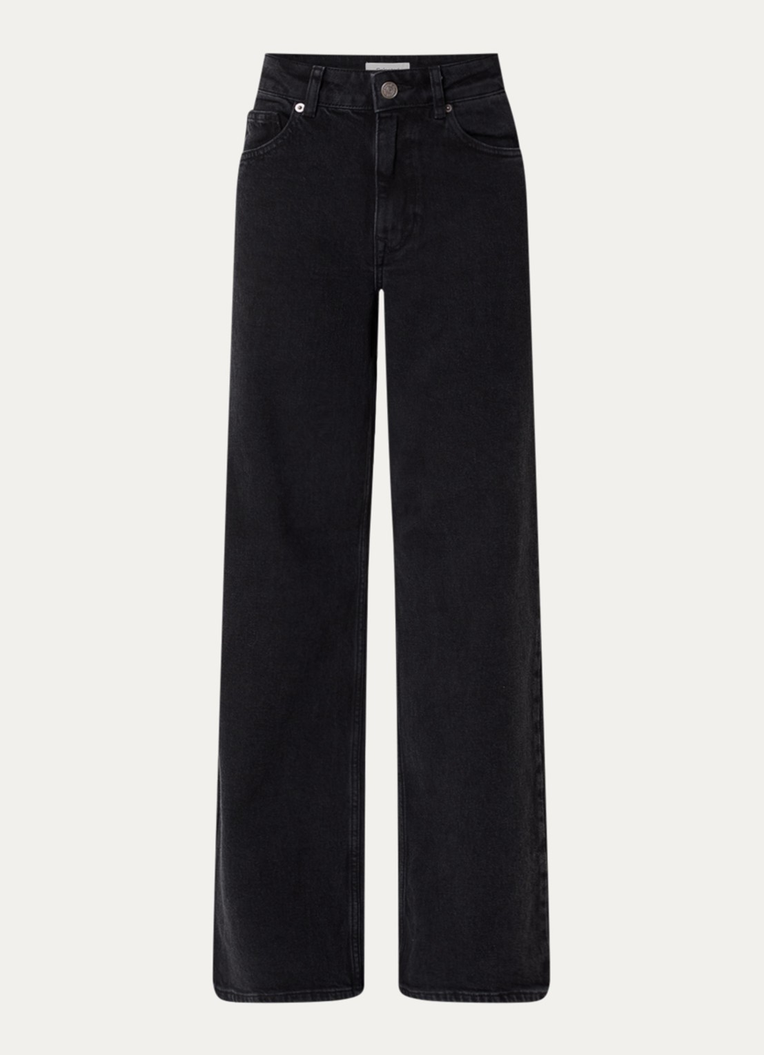 Selected Noos high waist wide leg jeans met gekleurde wassing - voorkant 4 zwart