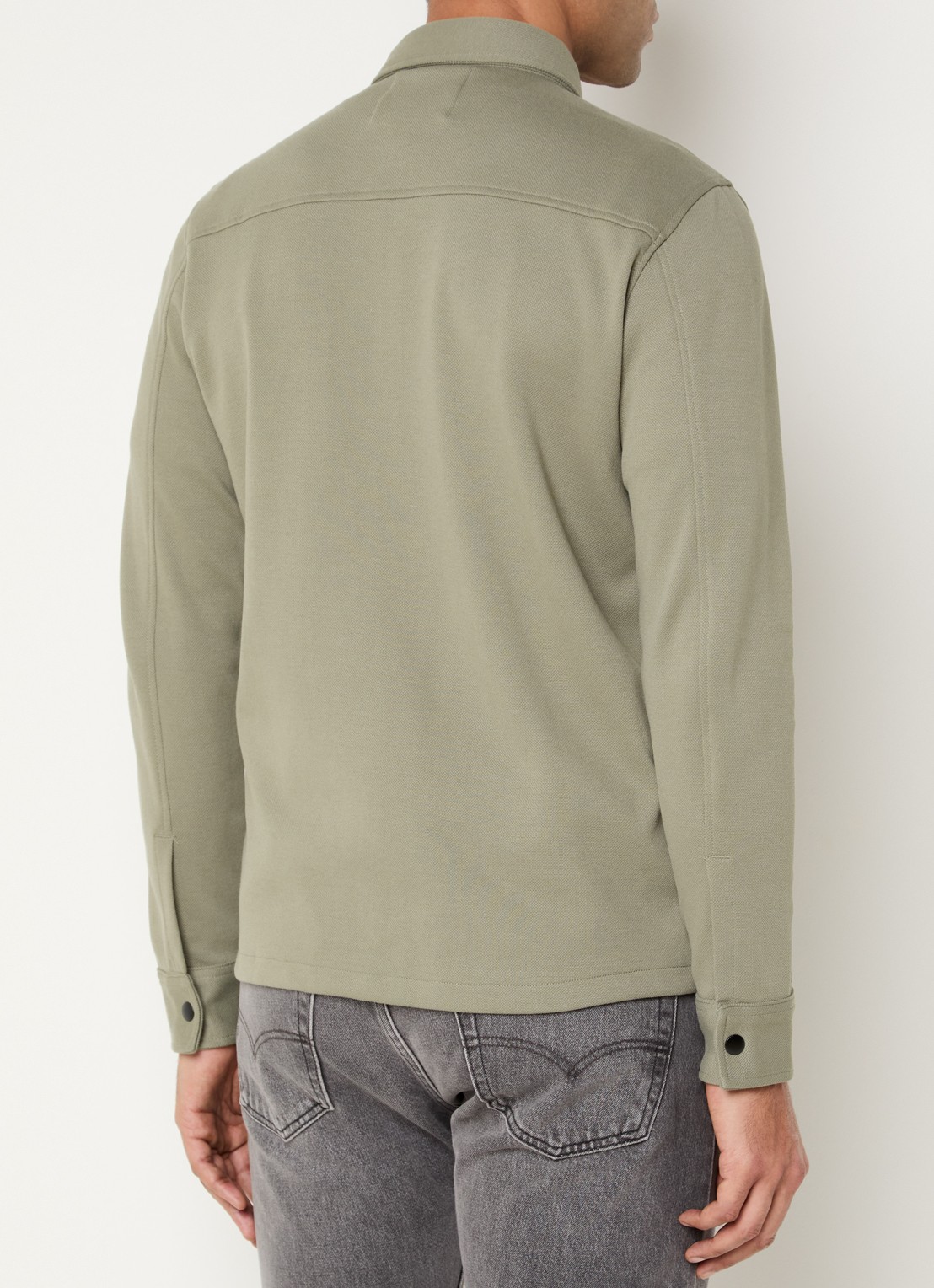 Selected Noos overshirt met borstzakken - achterkant 3 lichtgroen