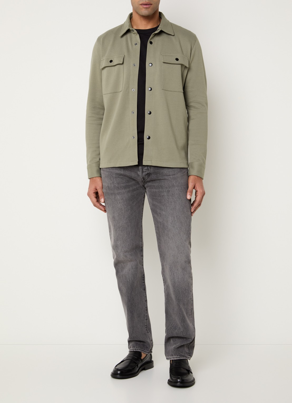 Selected Noos overshirt met borstzakken - voorkant 2 lichtgroen