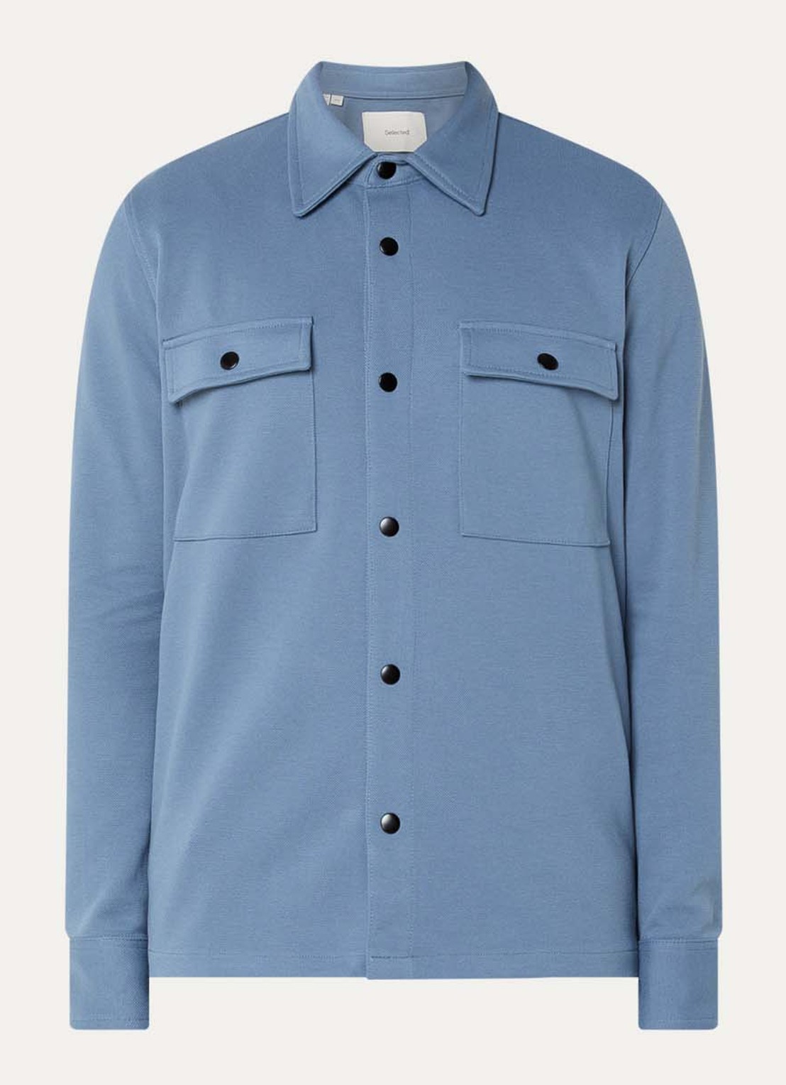 Selected Noos overshirt met borstzakken - voorkant donkerblauw
